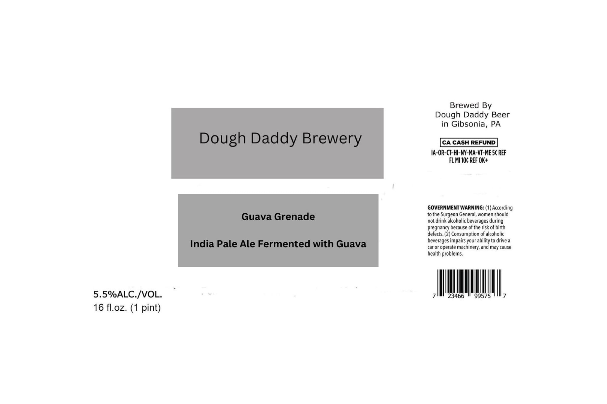Guava Grenade by Dough Daddy Beer - beer label