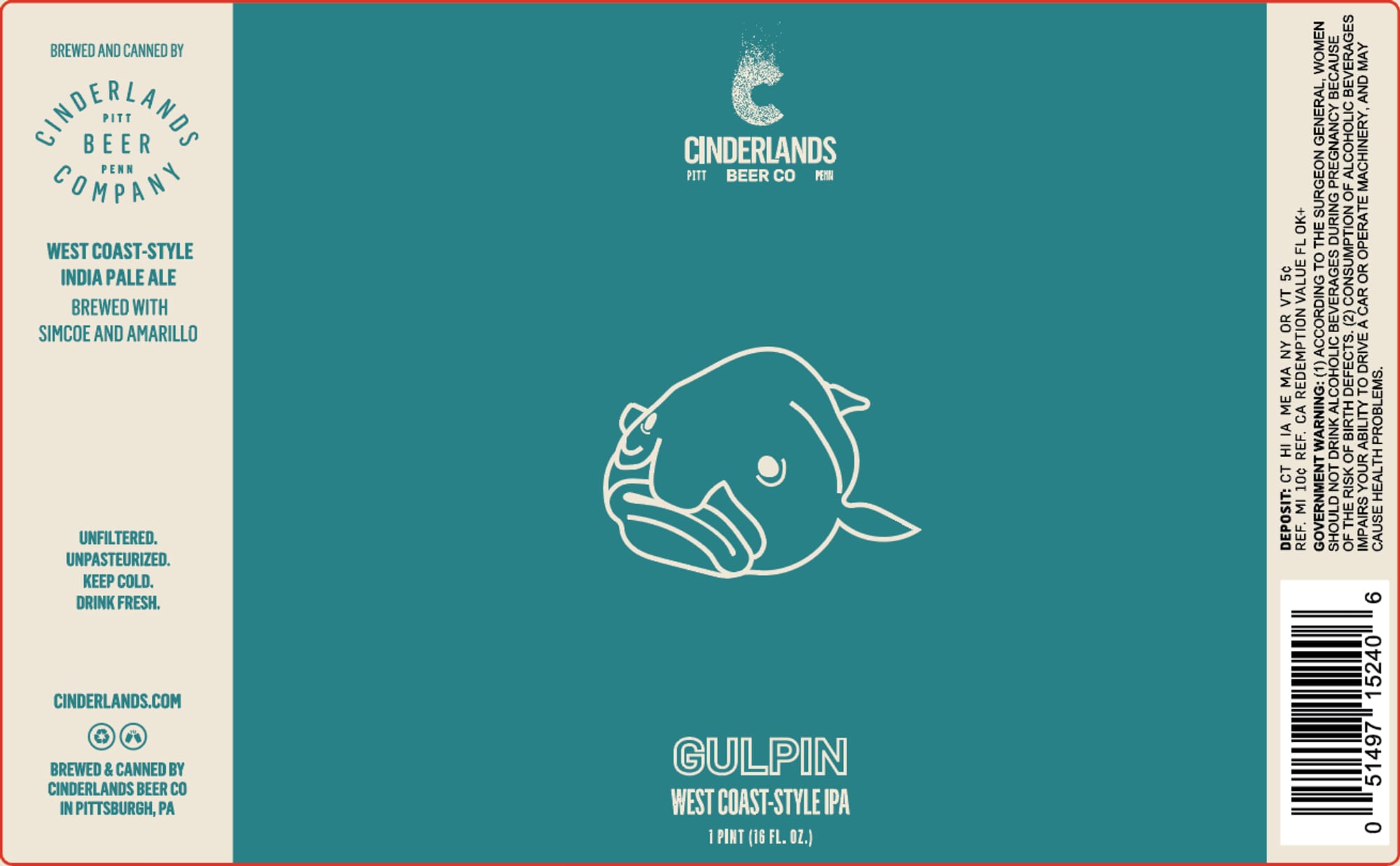GulpIn by Cinderlands Beer Co - beer label