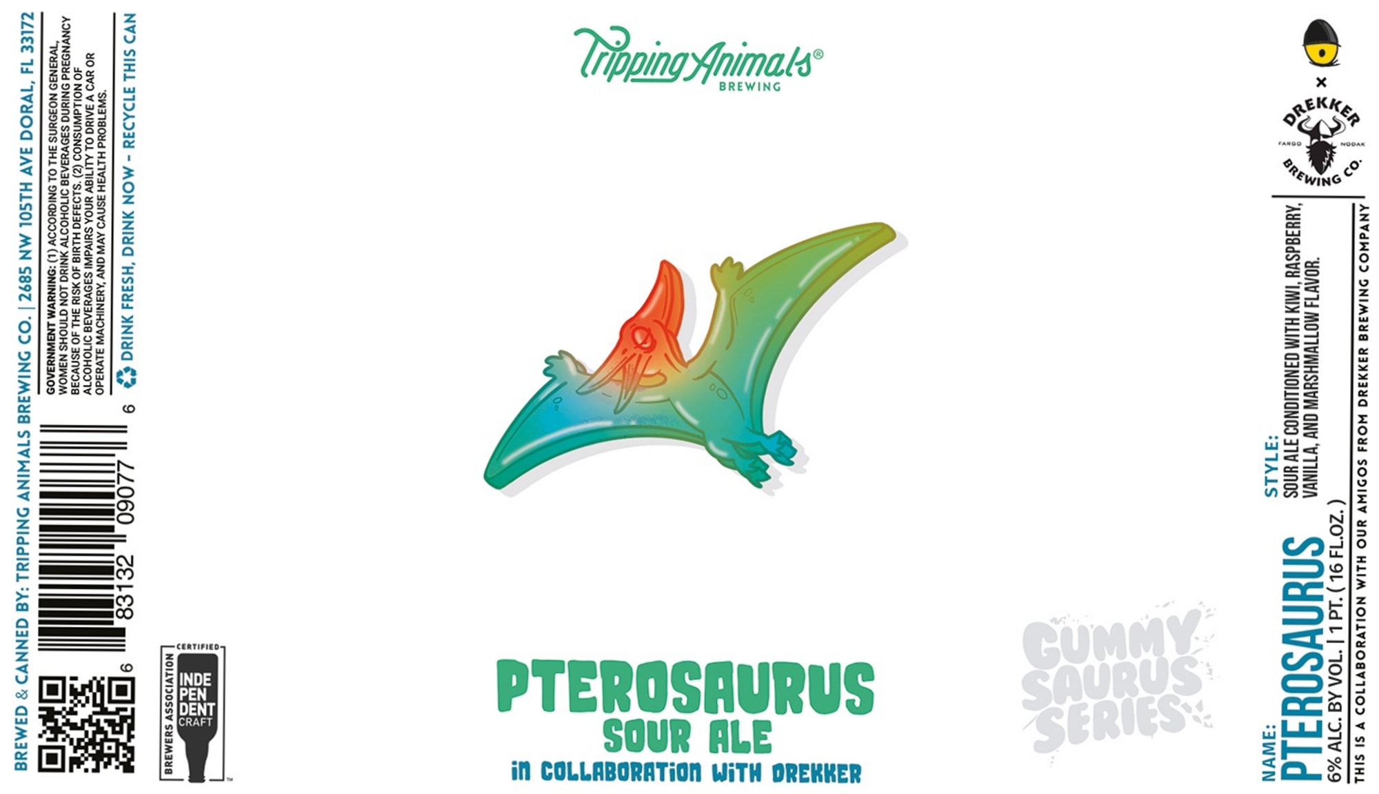 Gummy Pterosaurus by Tripping Animals Brewing - beer label