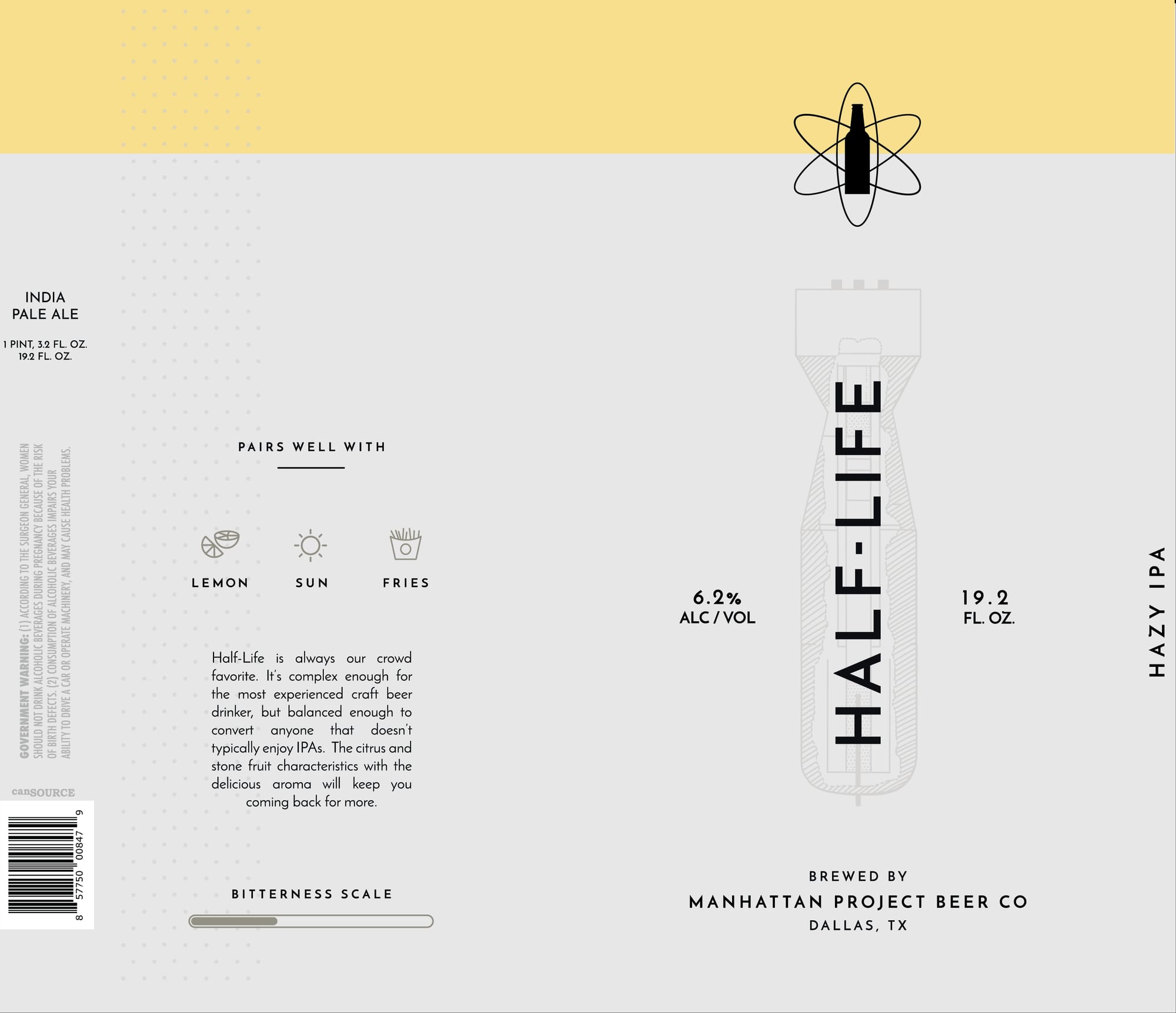 Half-Life by Manhattan Project Beer Co. - beer label