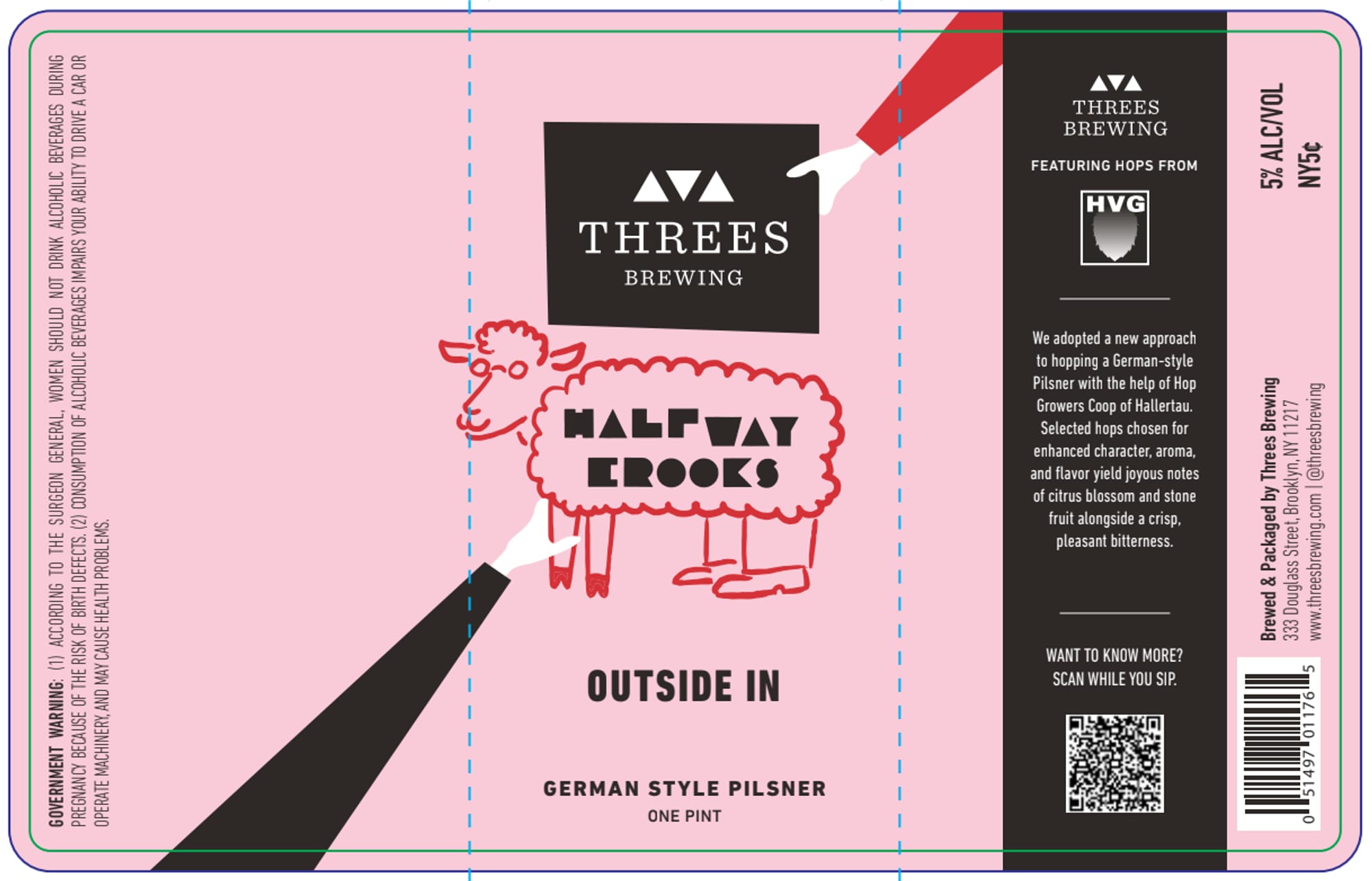 Halfway Crooks by Threes Brewing - beer label