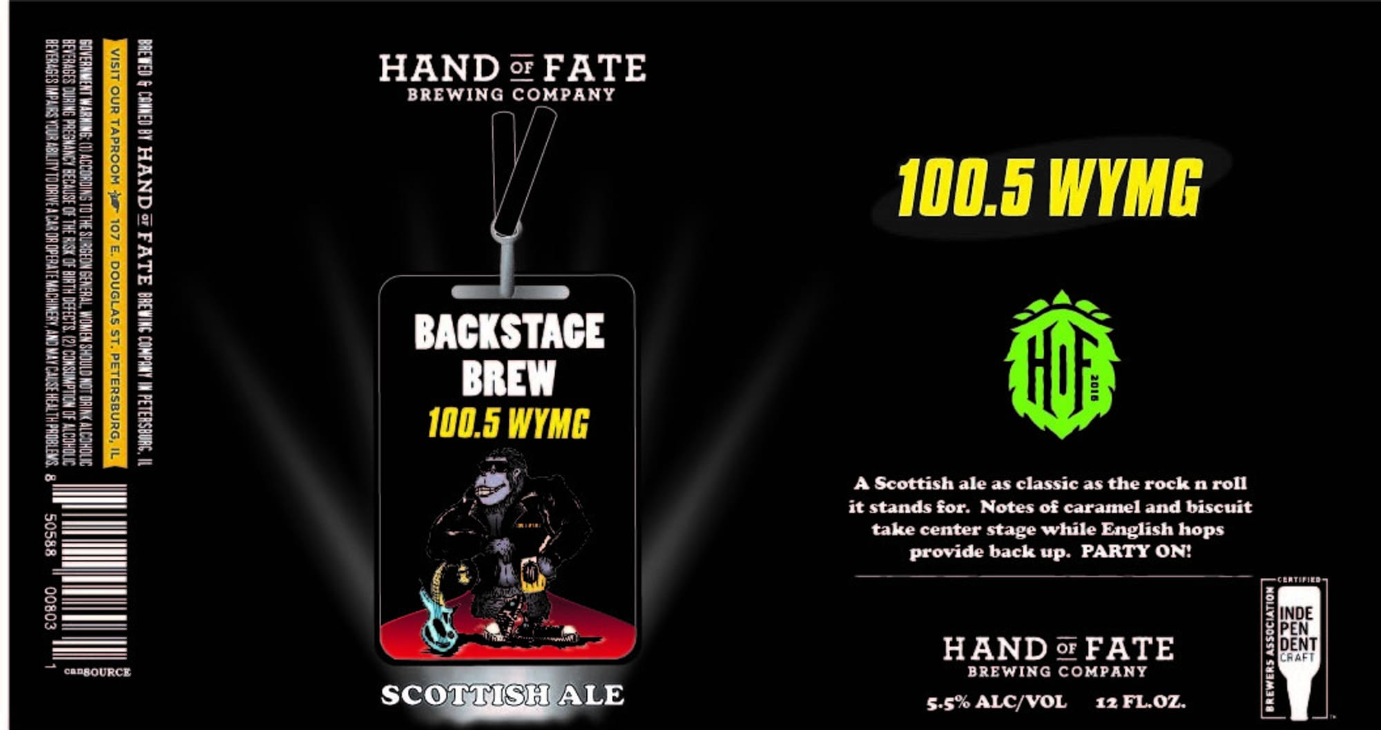 Backstage Brew by Hand of Fate Brewing Company - beer label