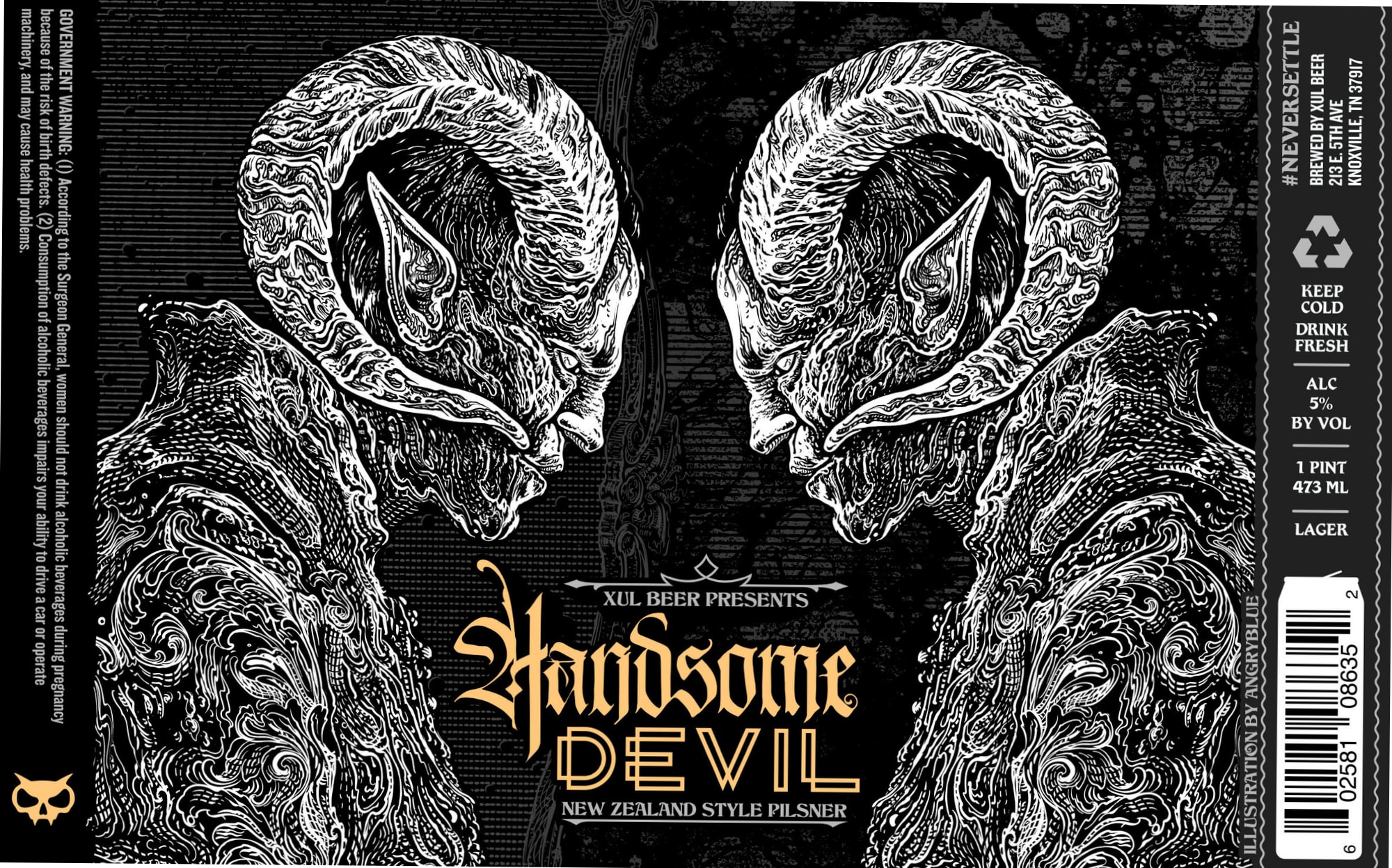 Handsome Devil by Angry Blue - beer label