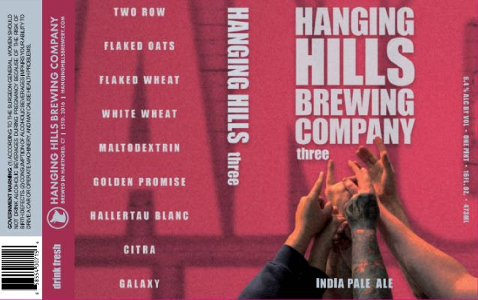 three by Hanging Hills Brewing Company - beer label