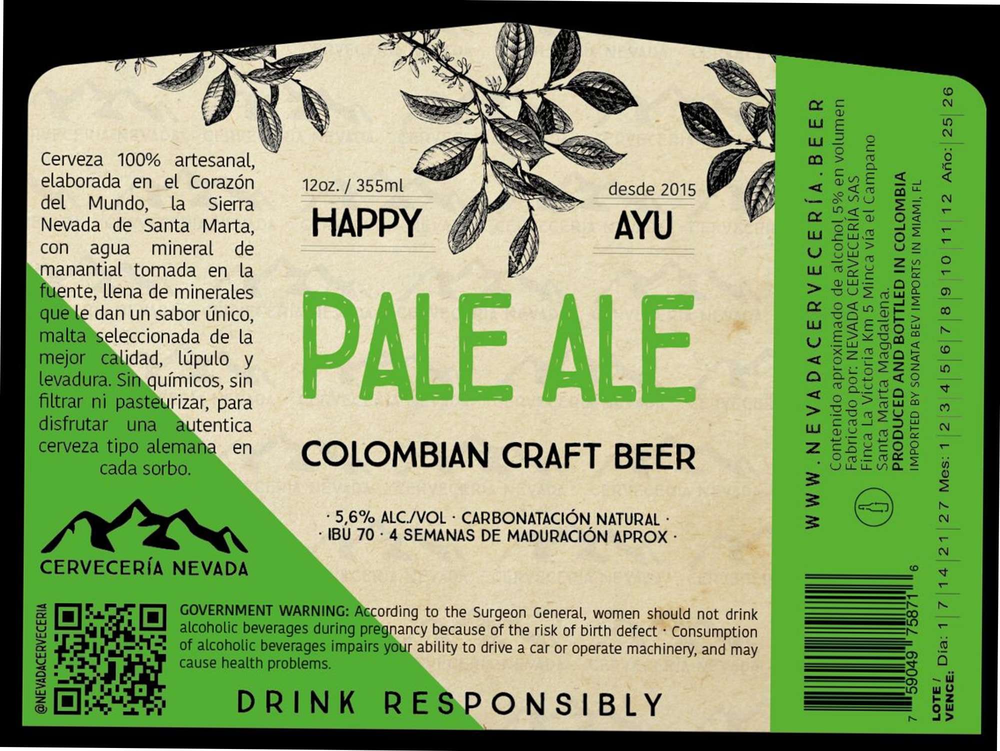 Happy Pale Ale by Cervecería Nevada - beer label