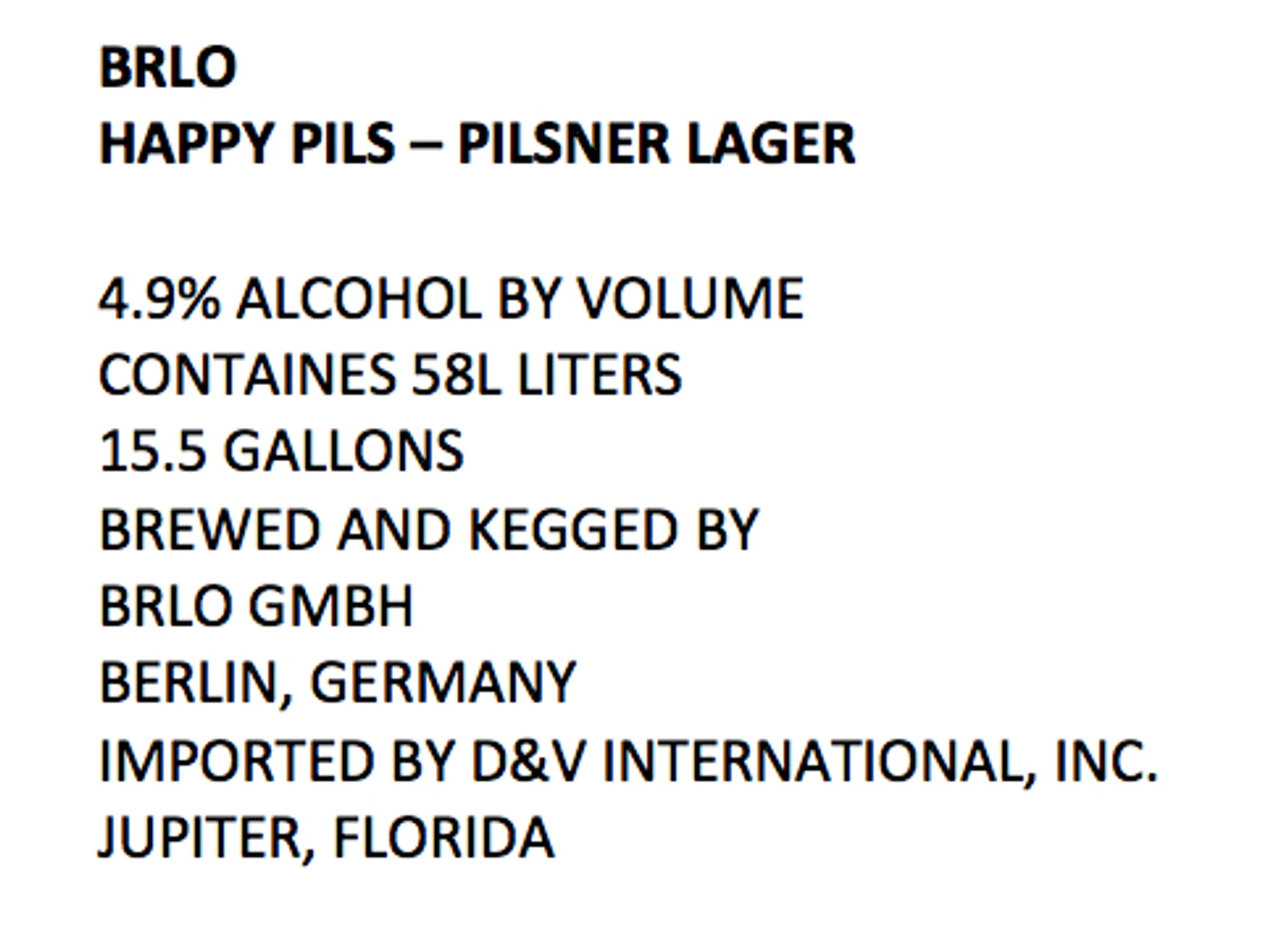 Happy Pils by BRLO GMBH - beer label