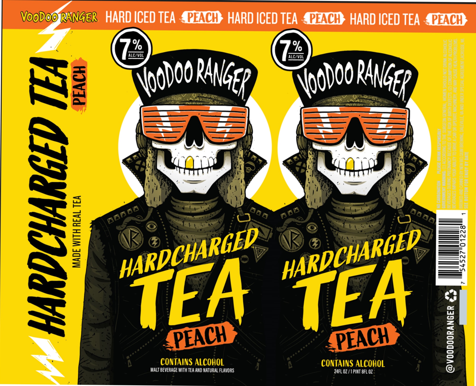 Hard Charged Tea Peach by Voodoo Ranger - beer label