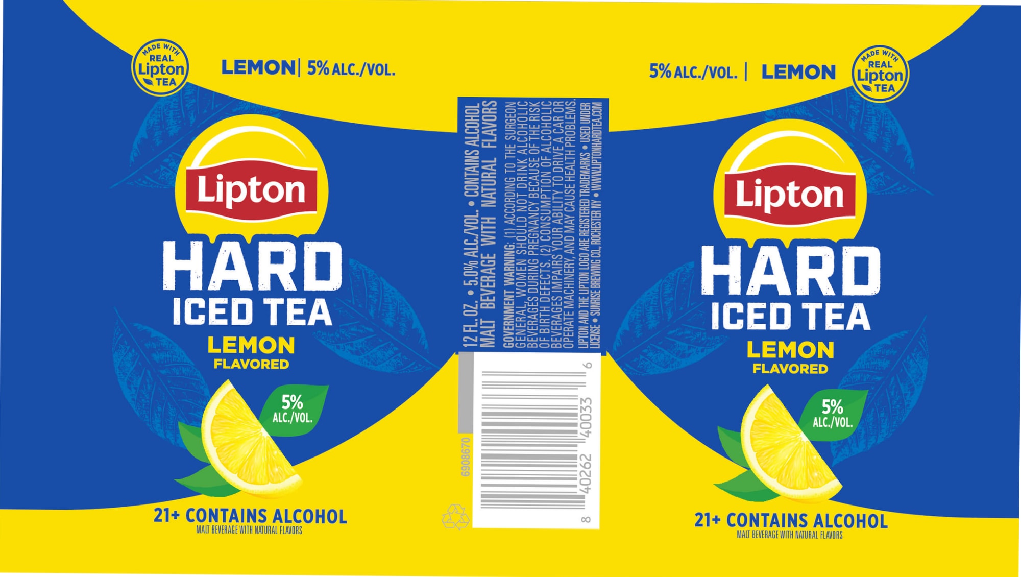 Hard Iced Tea Lemon Flavored by Lipton & Sunrise Brewing Co. - beer label
