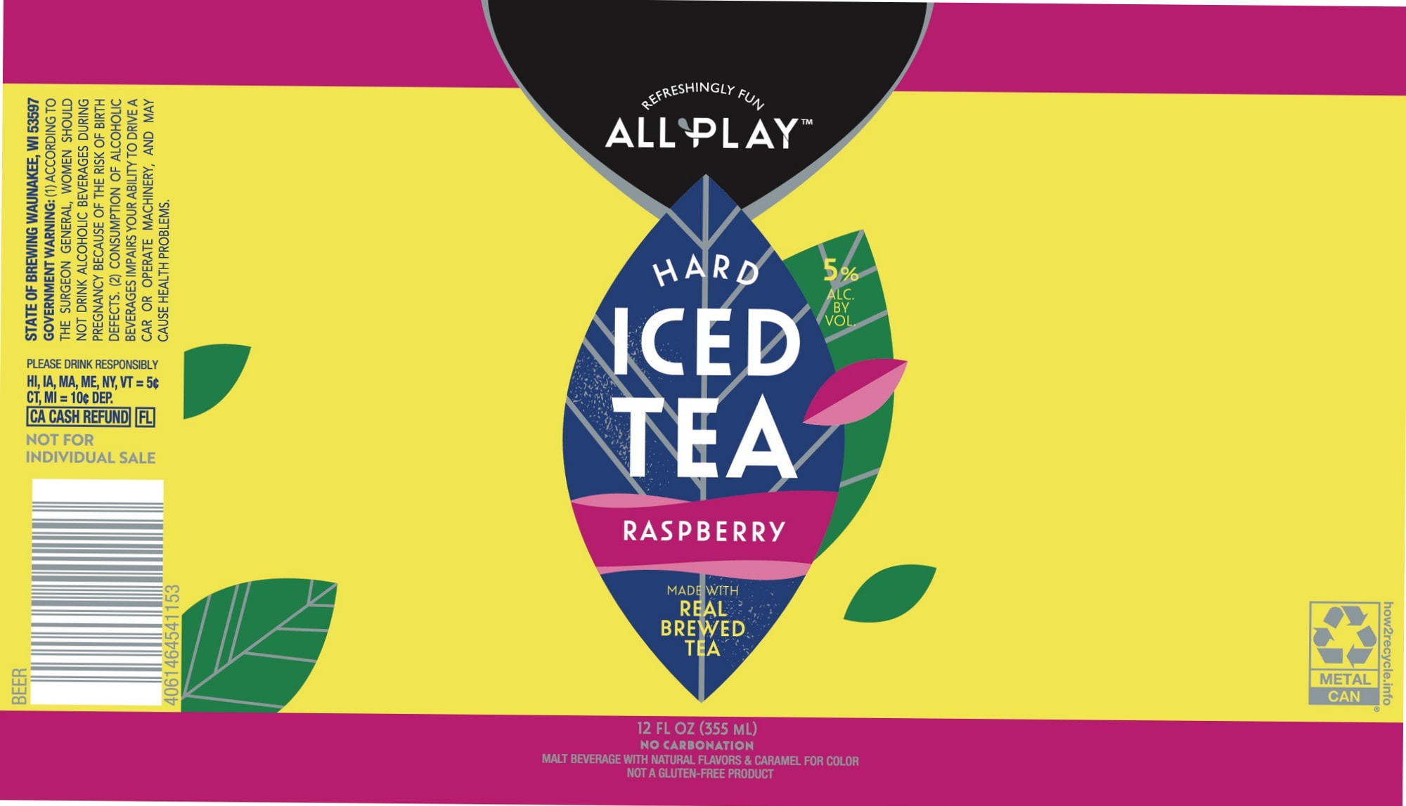 Hard Iced Tea Raspberry by All Play - beer label