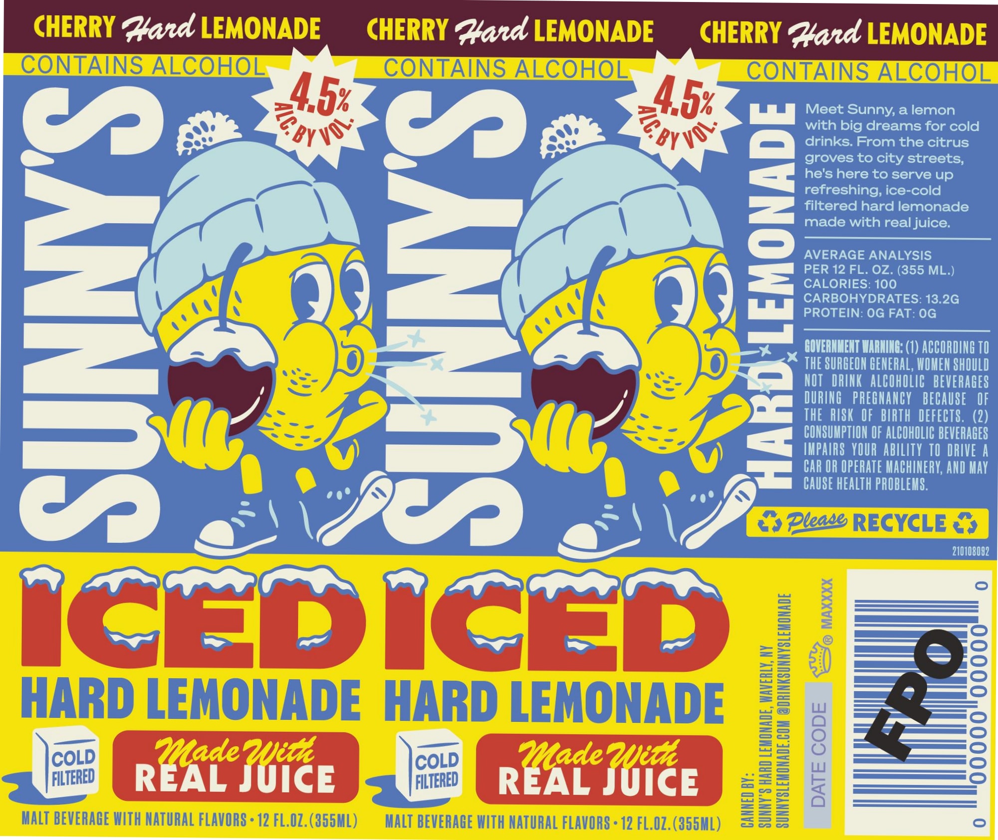 Hard Lemonade Iced by SunnyD Beverage Co. - beer label