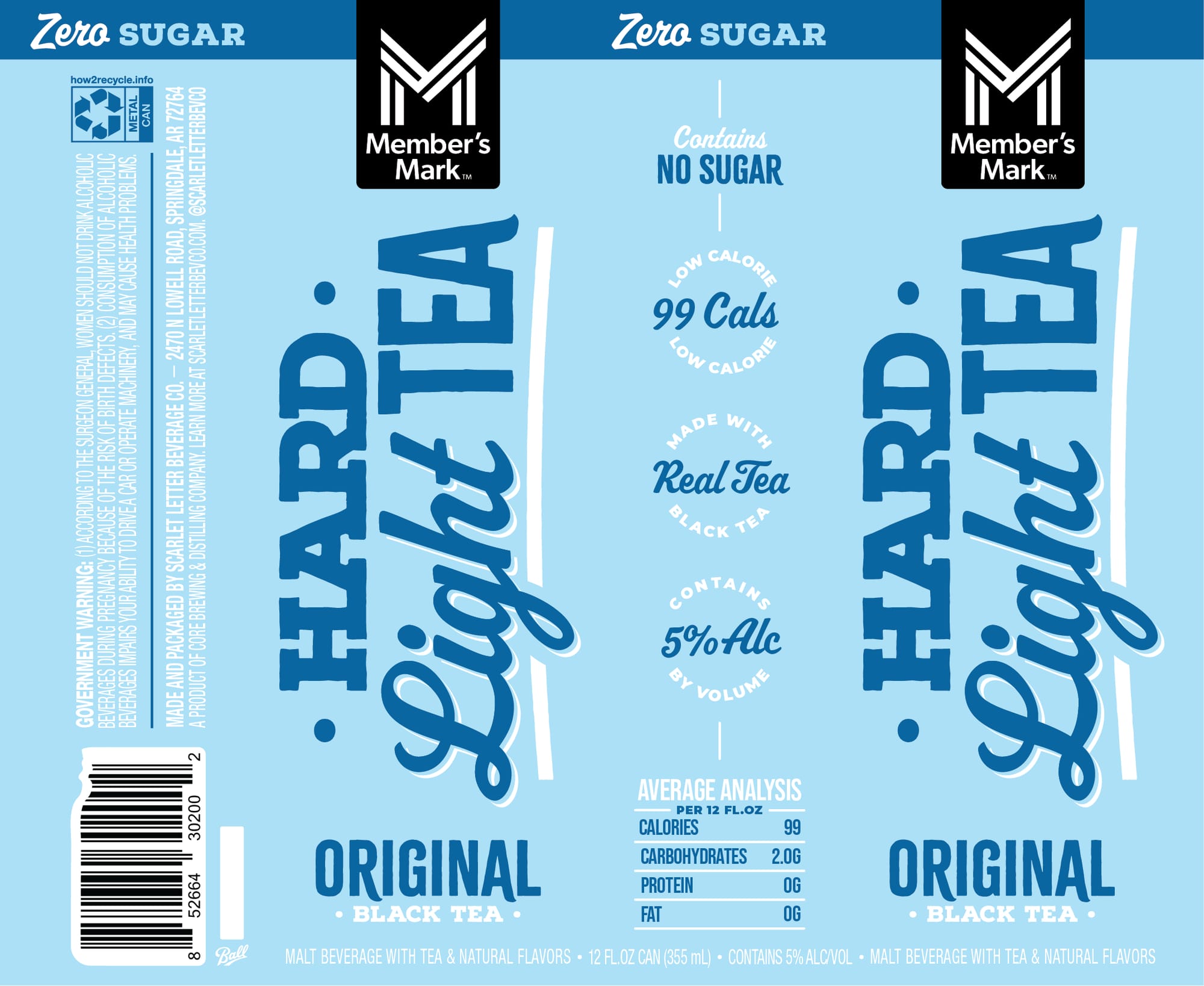 Hard-Light Original Black Tea by Scarlett Letter Brewing Co. - beer label