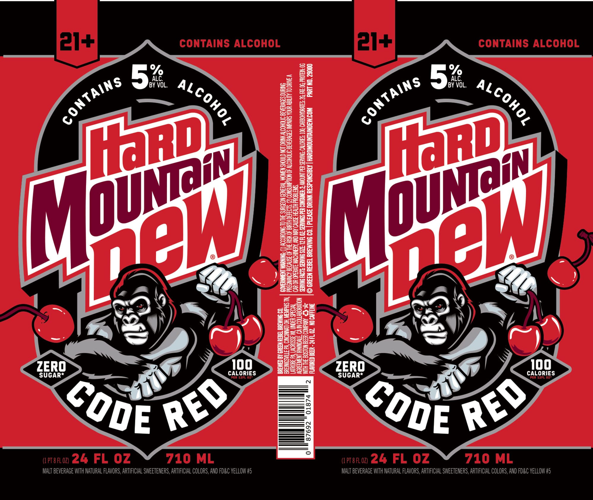 Hard Mountain Dew Code Red by Boston Beer Company/PepsiCo - beer label