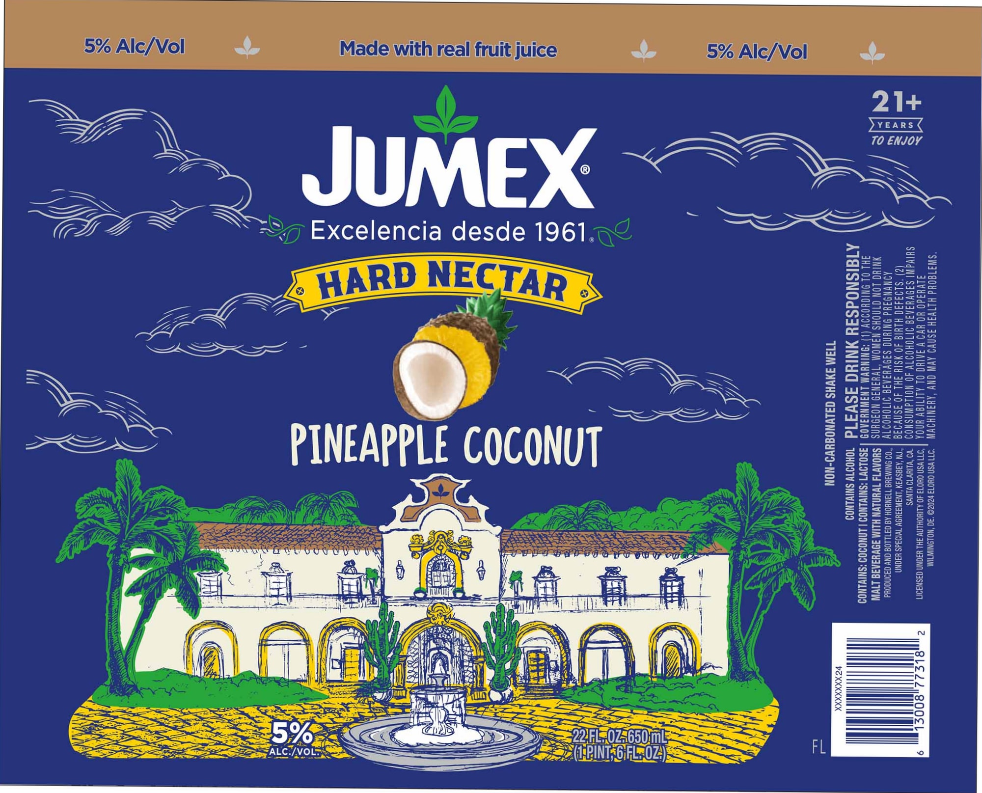 Hard Nectar Pineapple Coconut by Jumex - beer label