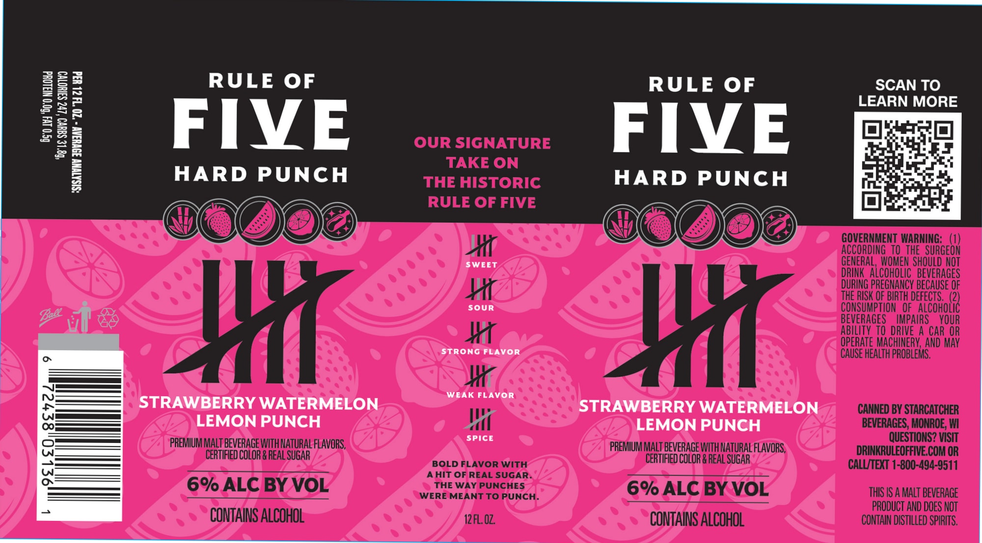 Hard Punch - Strawberry Watermelon Lemon Punch by Rule of Five - beer label