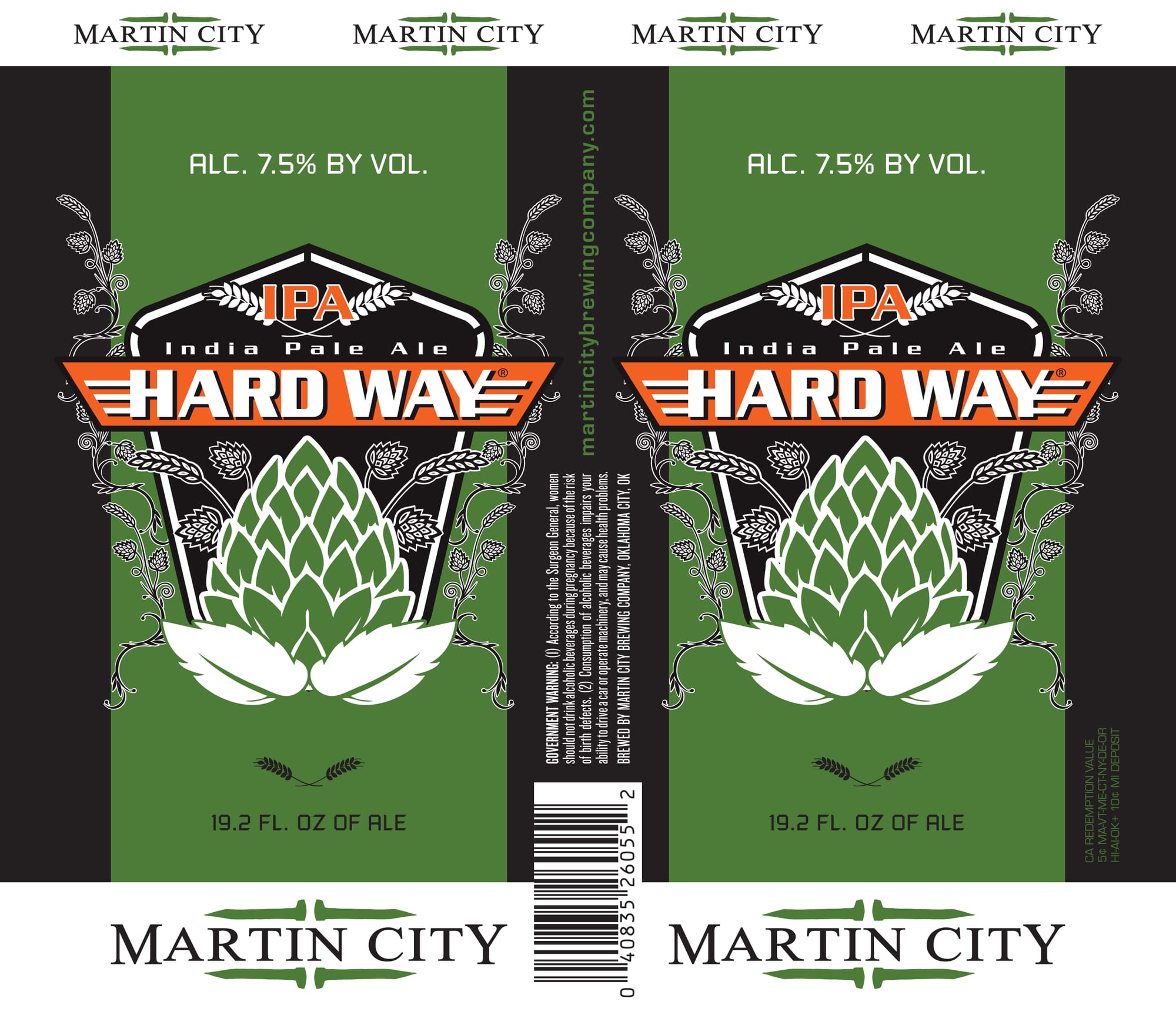 Hard Way IPA by Martin City Brewing Company - beer label