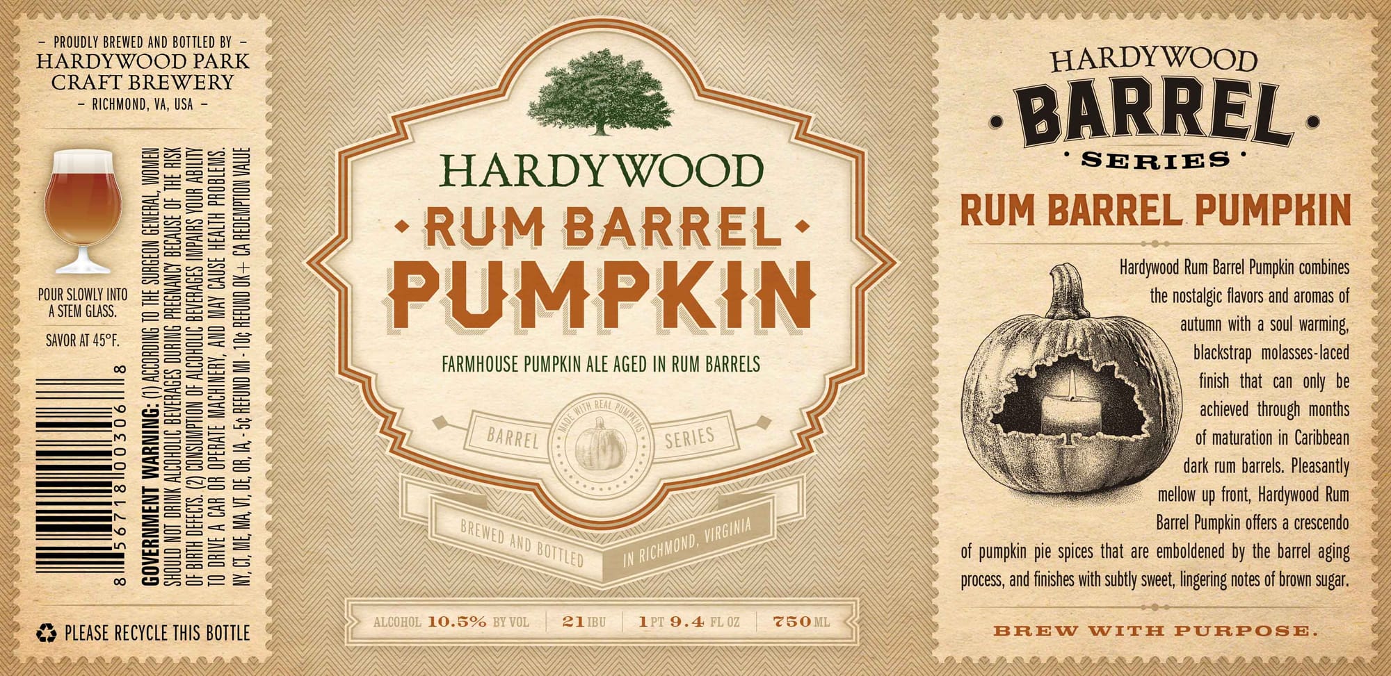 Rum Barrel Pumpkin by Hardywood Park Craft Brewery - beer label