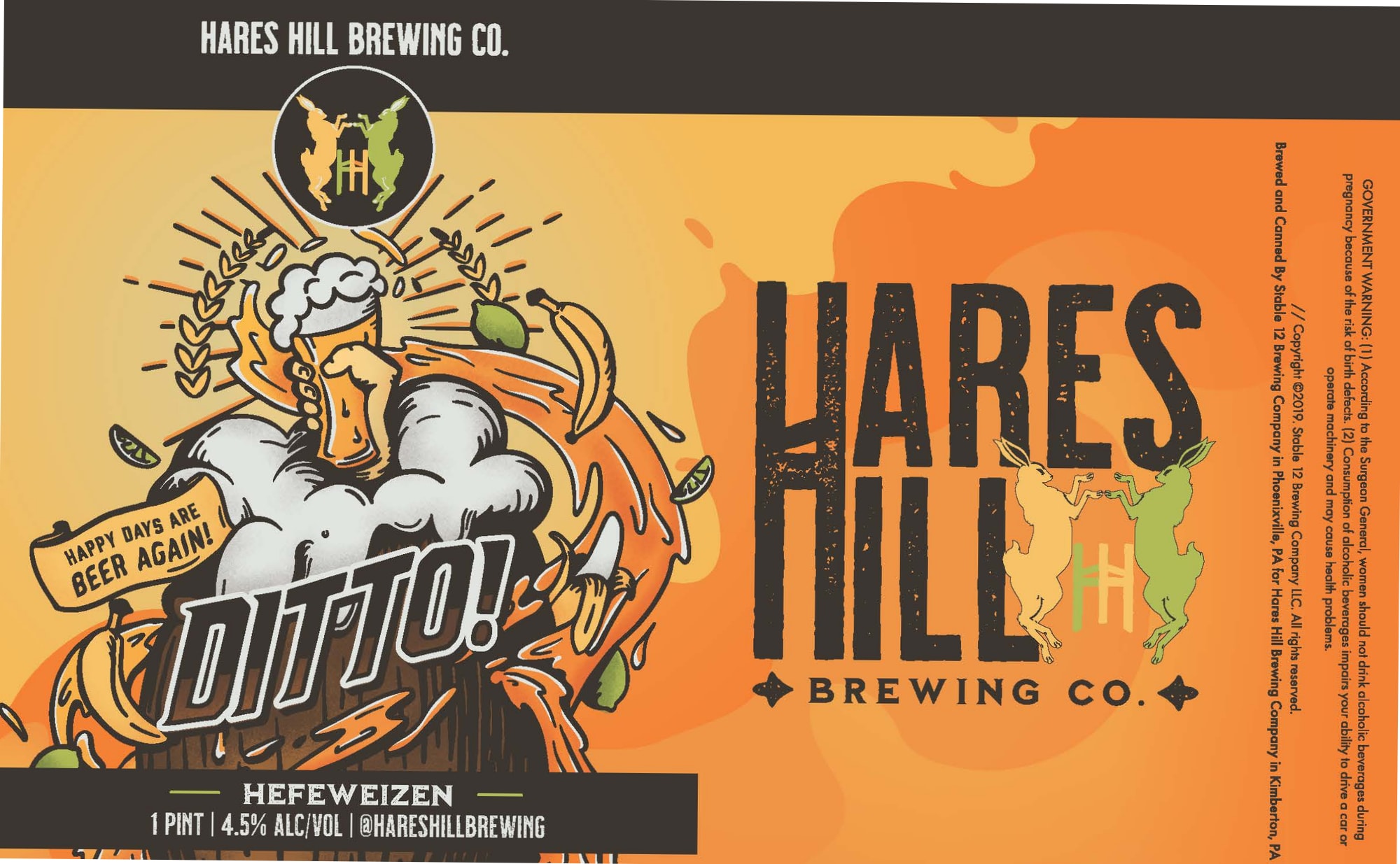 Hares Hill Hefeweizen by Hares Hill Brewing Co. - beer label