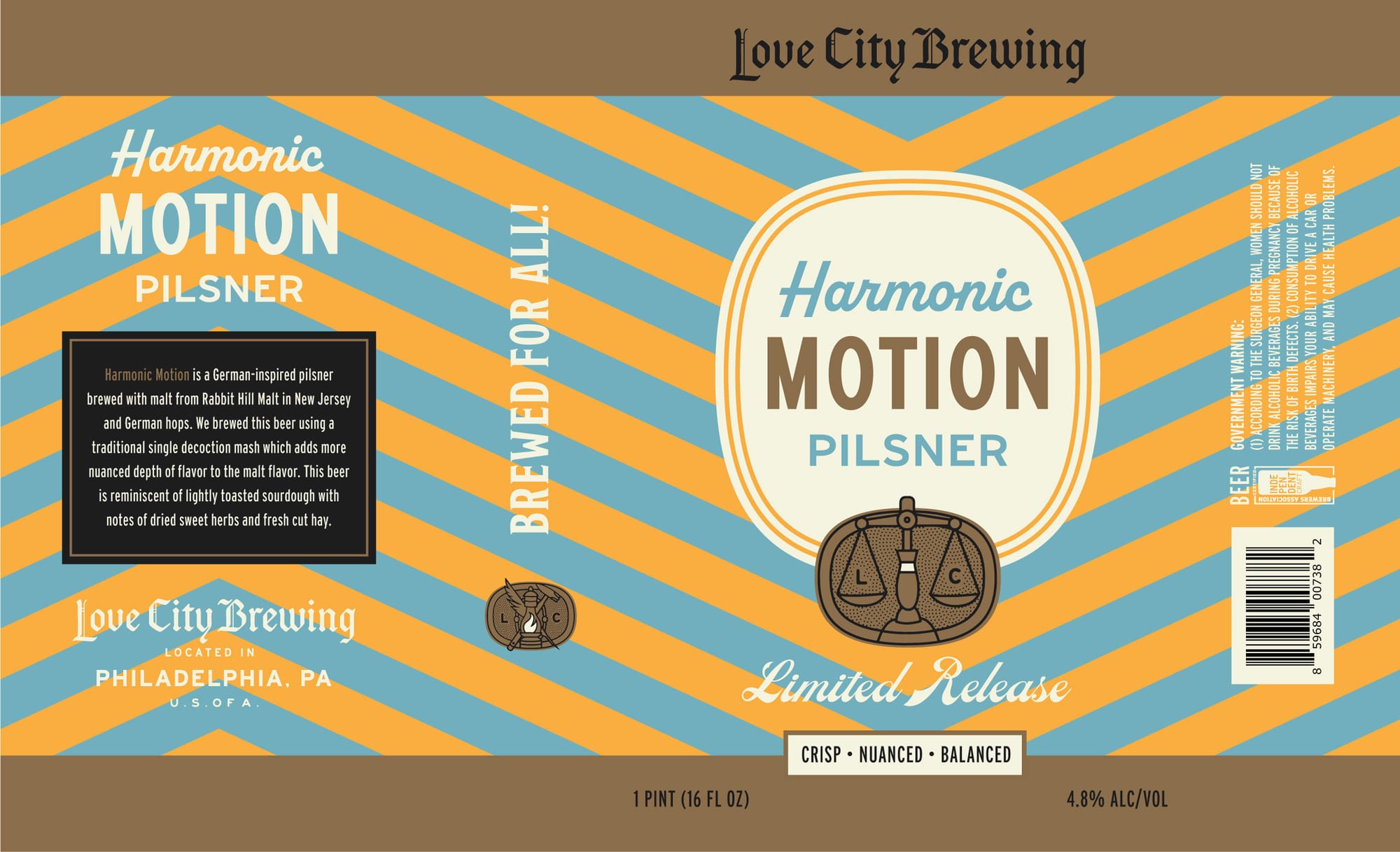 Harmonic Motion Pilsner by Love City Brewing - beer label