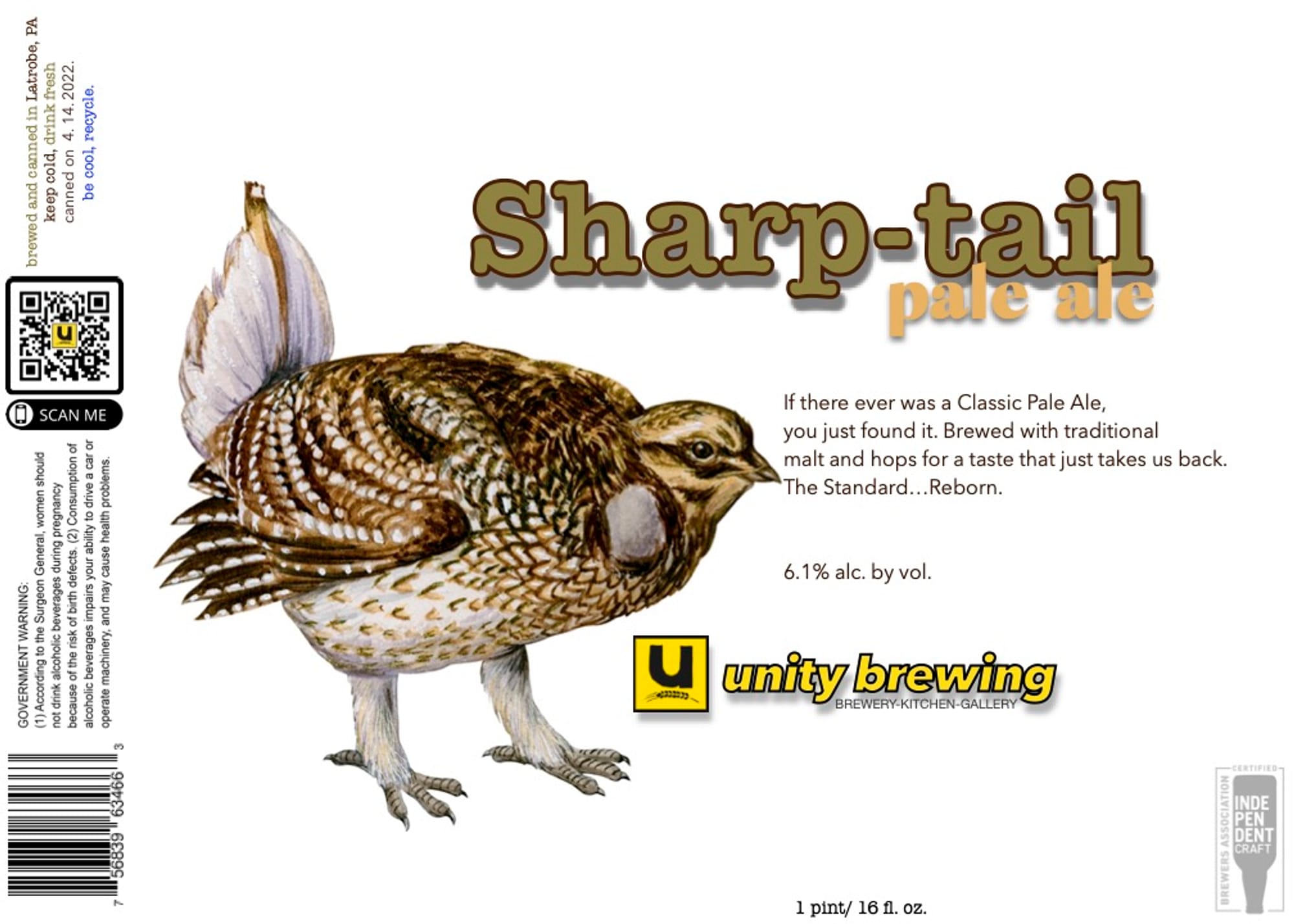 Sharp-tail Pale Ale by Unity Brewing - beer label