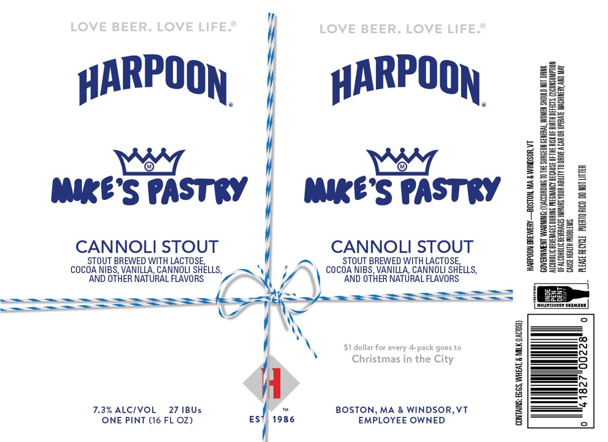Mike’s Pastry Cannoli Stout by Harpoon Brewery - beer label