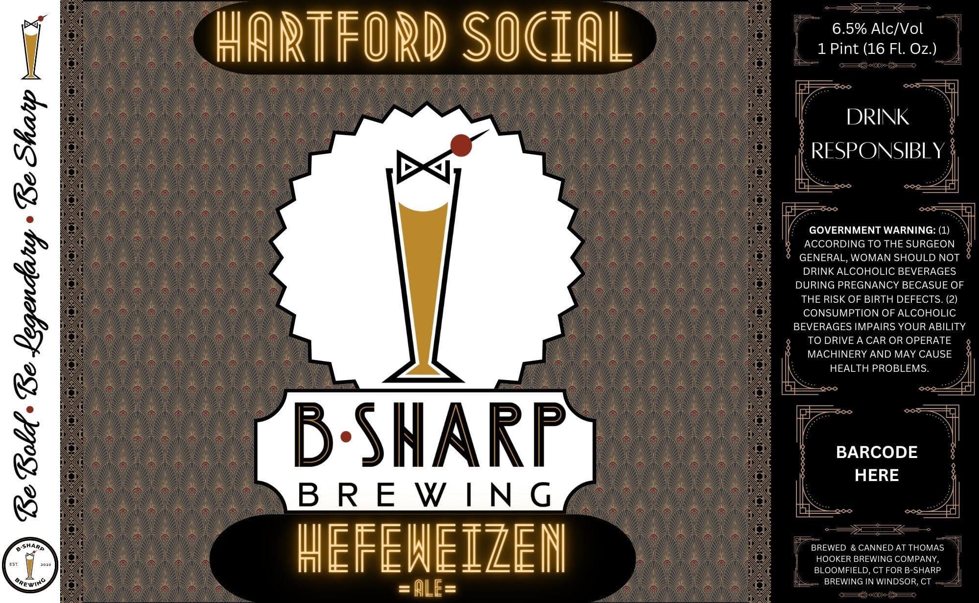 Hartford Social Hefeweizen by B-Sharp Brewing - beer label