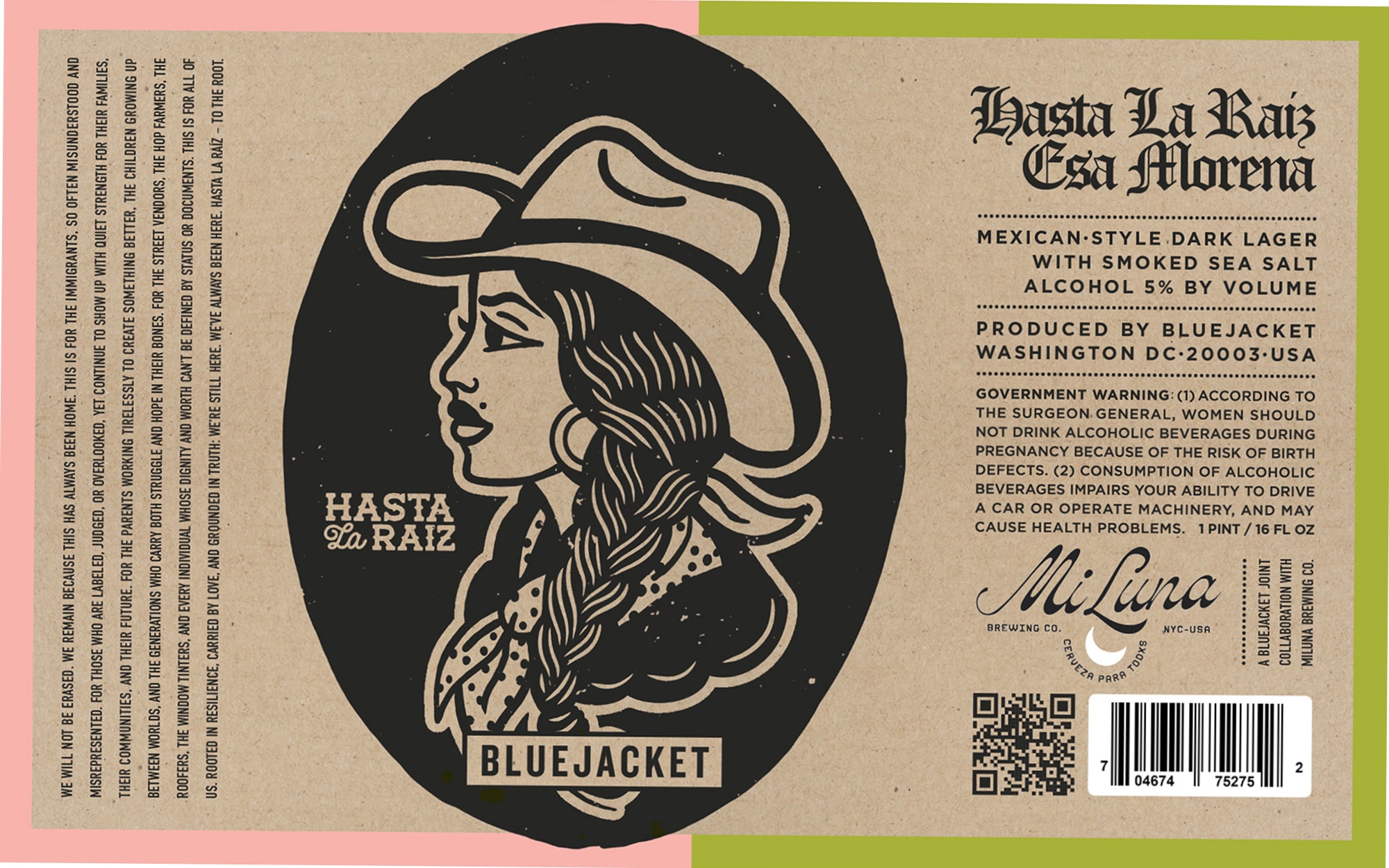 Hasta La Raíz by Bluejacket Brewery - beer label