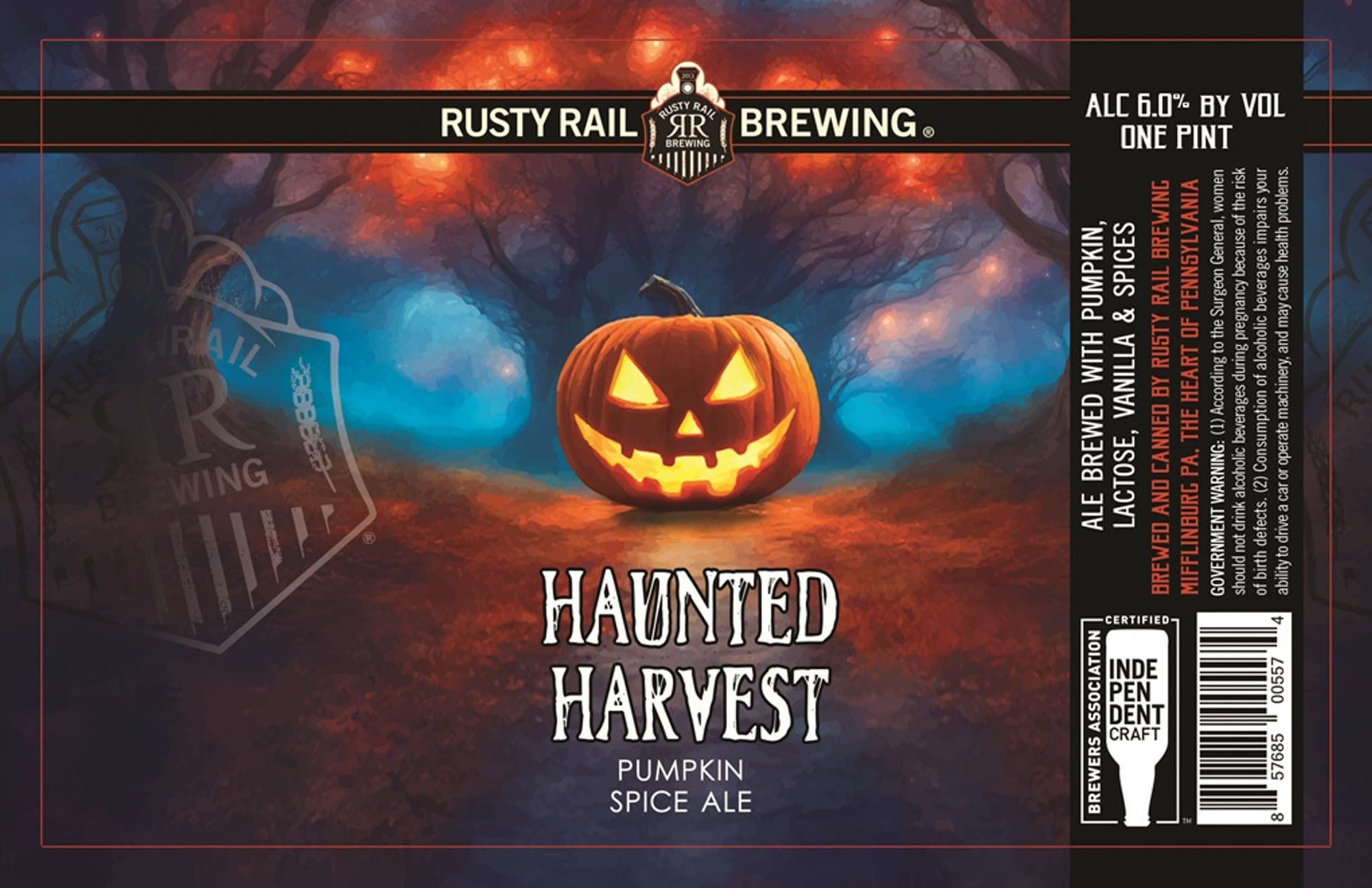 Haunted Harvest by Rusty Rail Brewing - beer label