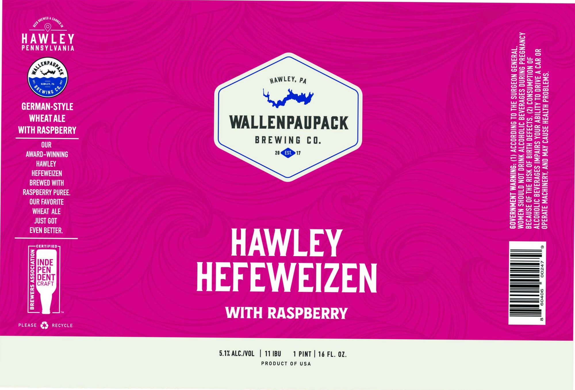 Hawley Hefeweizen by Wallenpaupack Brewing Co. - beer label