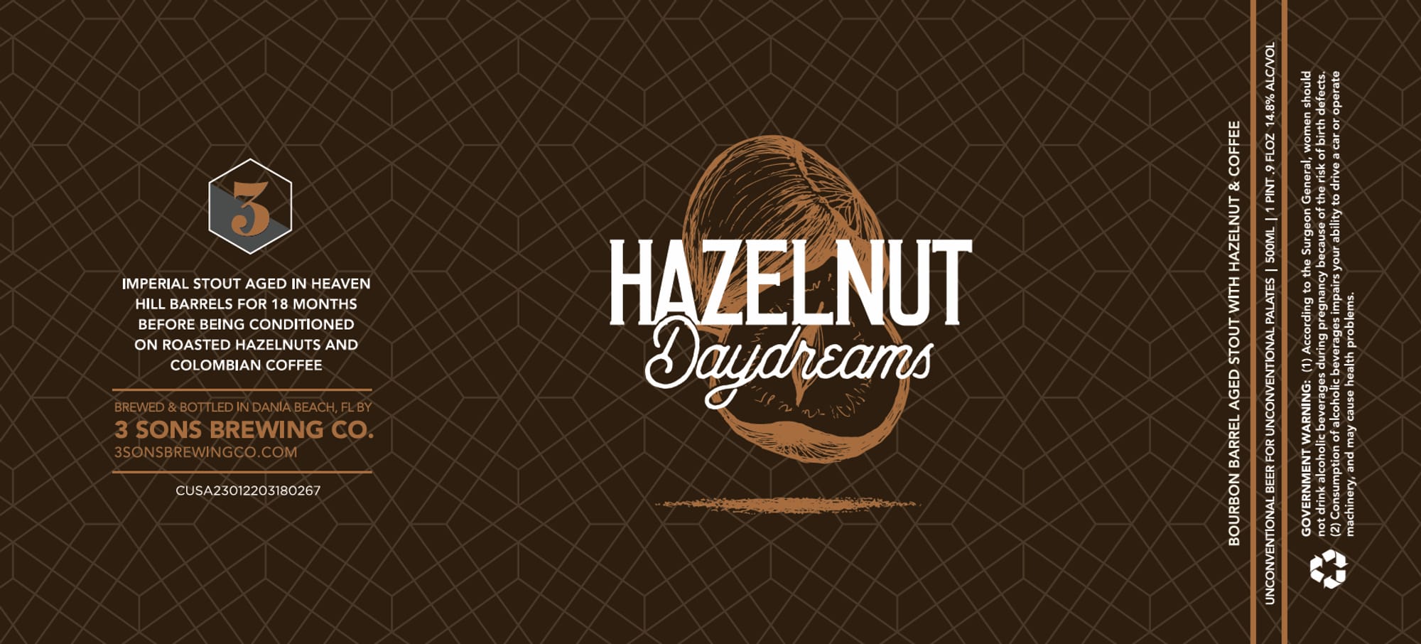 Hazelnut Daydreams by 3 Sons Brewing Co. - beer label