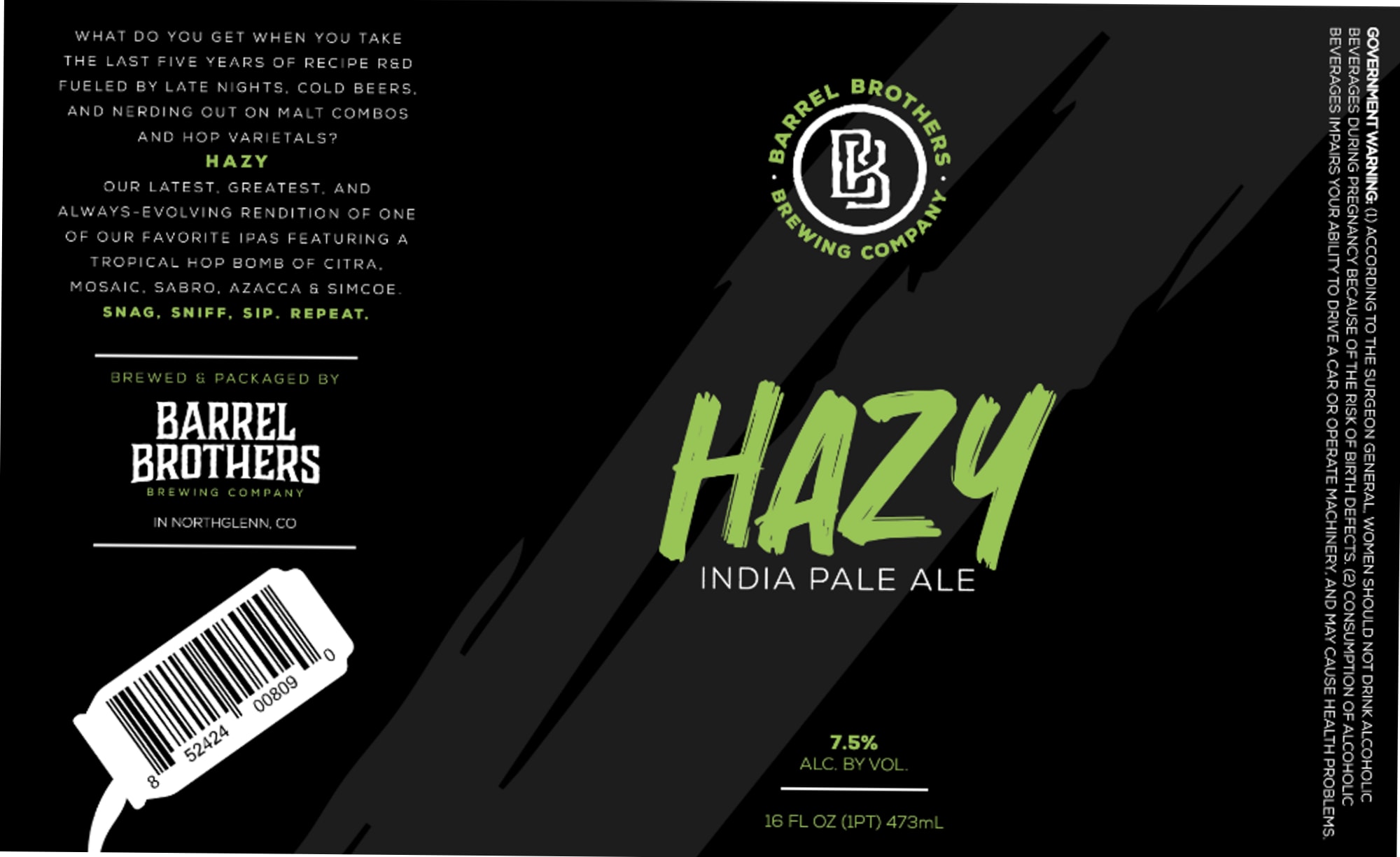 Hazy by Barrel Brothers Brewing Company - beer label