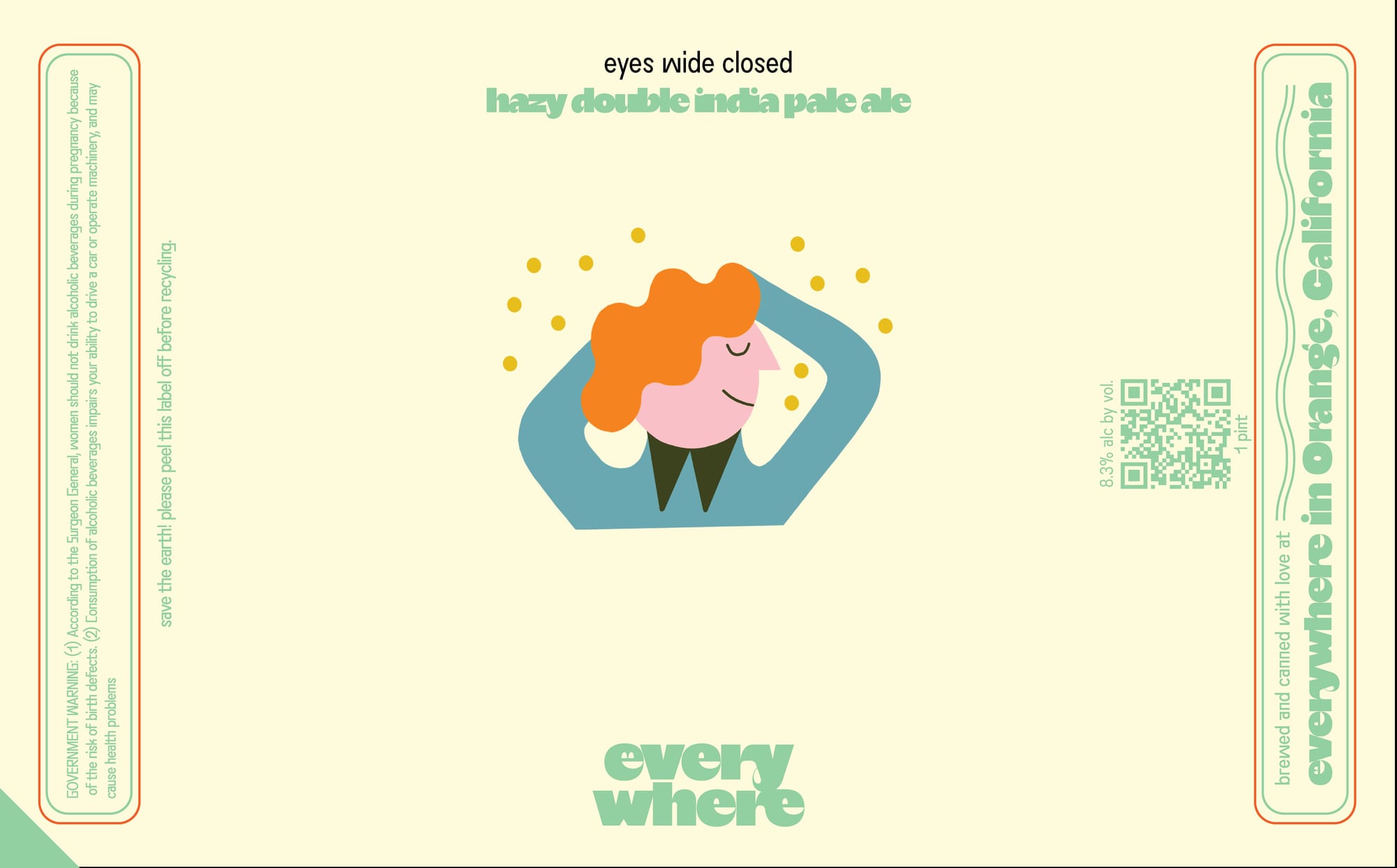 Hazy Double India Pale Ale by Everywhere Brewing - beer label