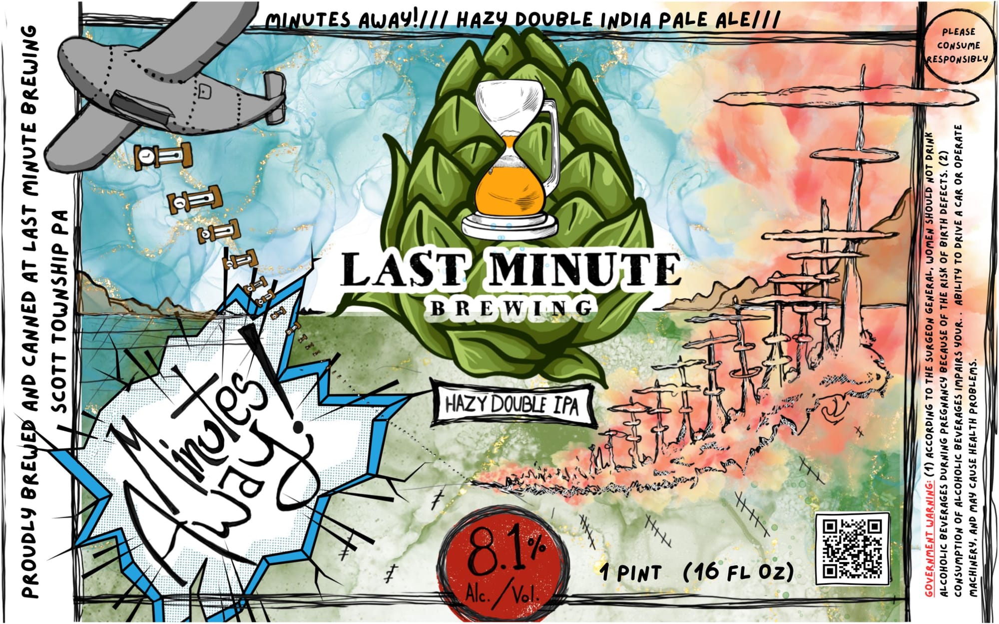 Hazy Double IPA by Last Minute Brewing - beer label