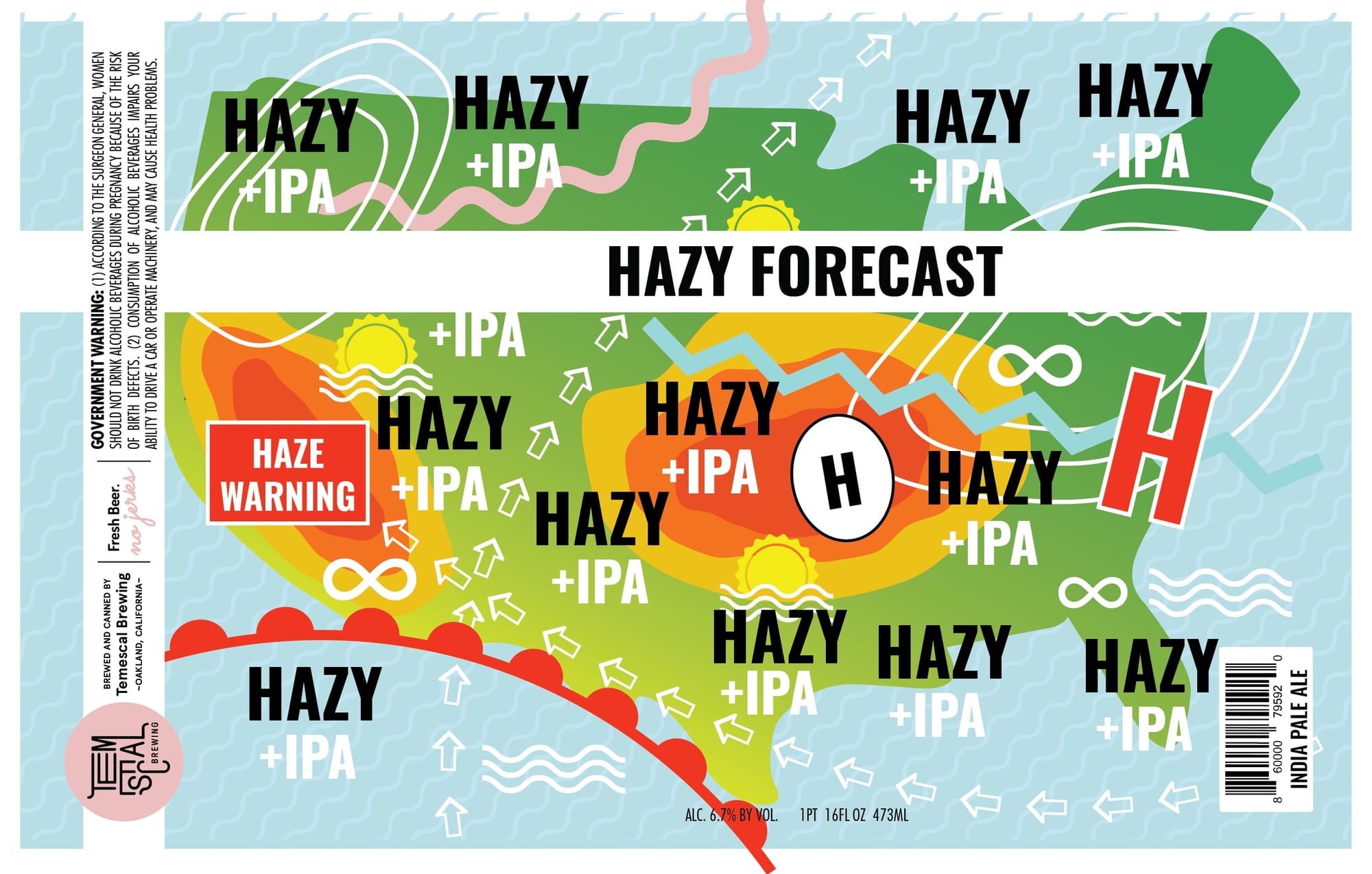 Hazy Forecast by Temescal Brewing - beer label