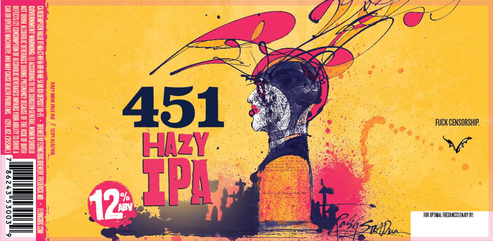 451 Hazy IPA by Flying Dog Brewery - beer label