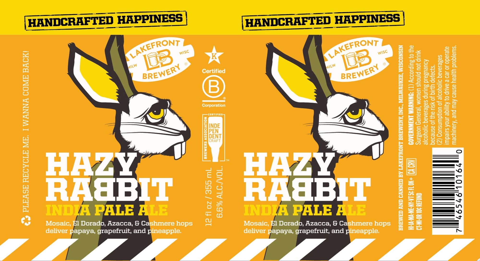 Hazy Rabbit by Lakefront Brewery - beer label