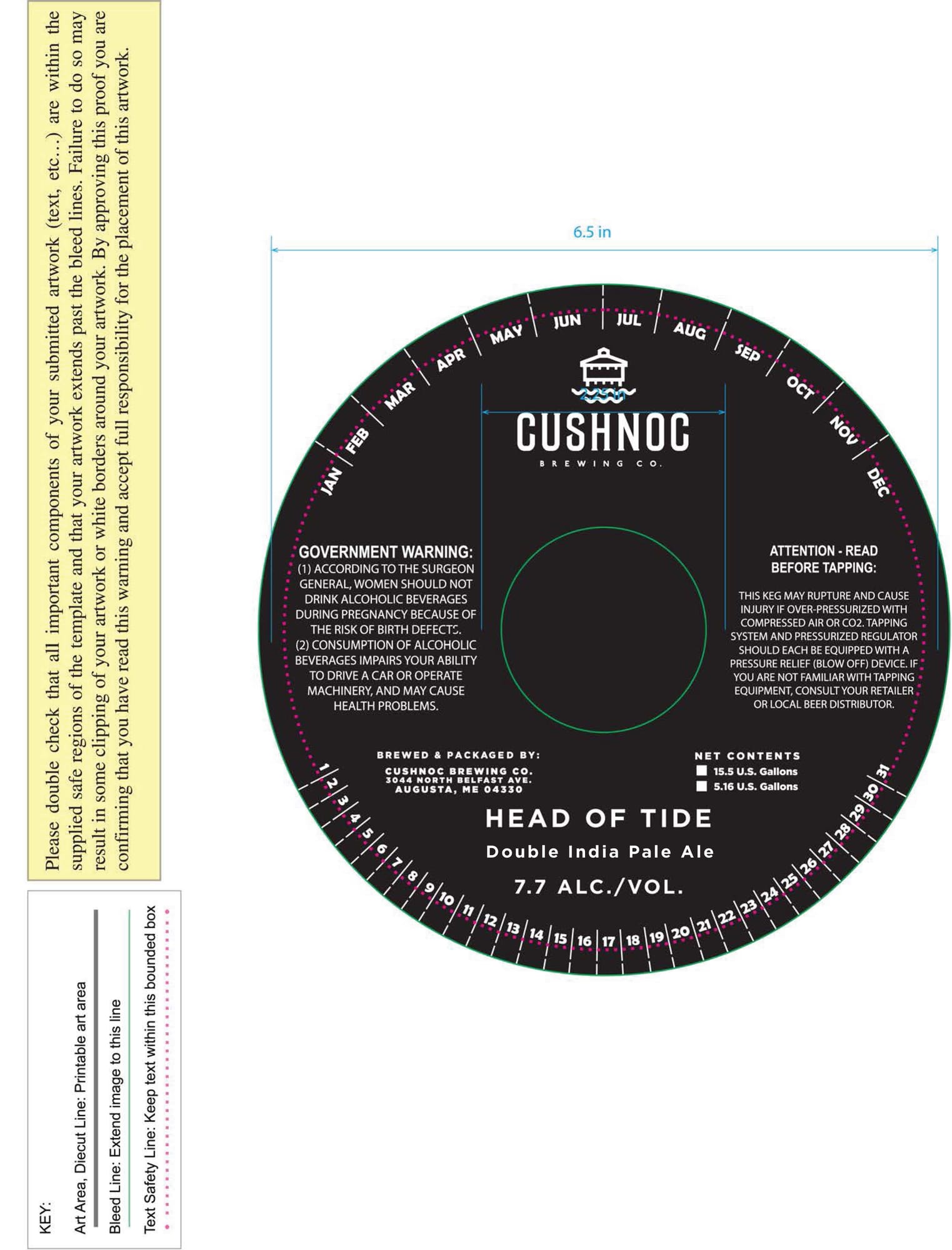 Head of Tide by Cushnoc Brewing Co. - beer label