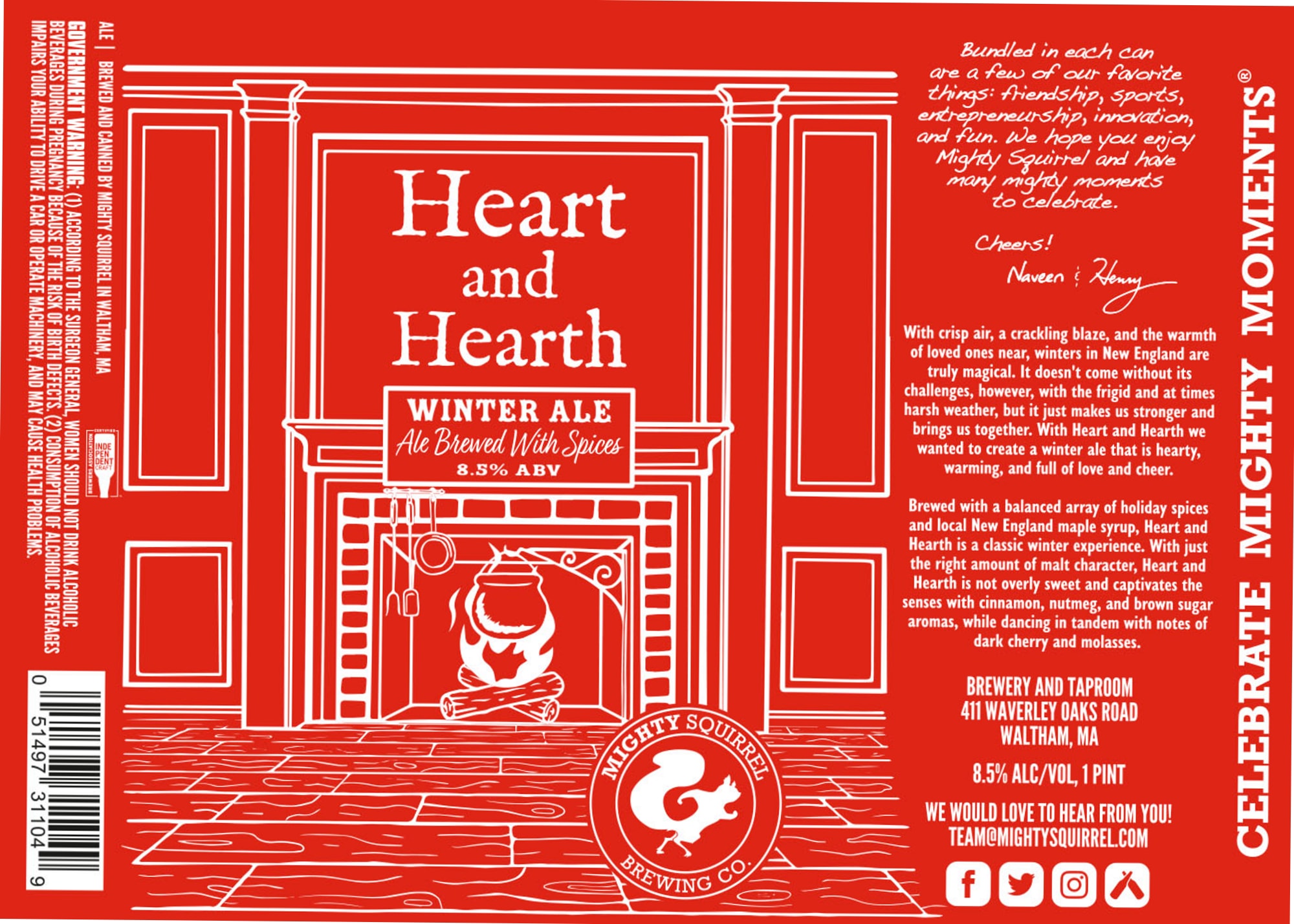 Heart and Hearth by Mighty Squirrel Brewing Co. - beer label