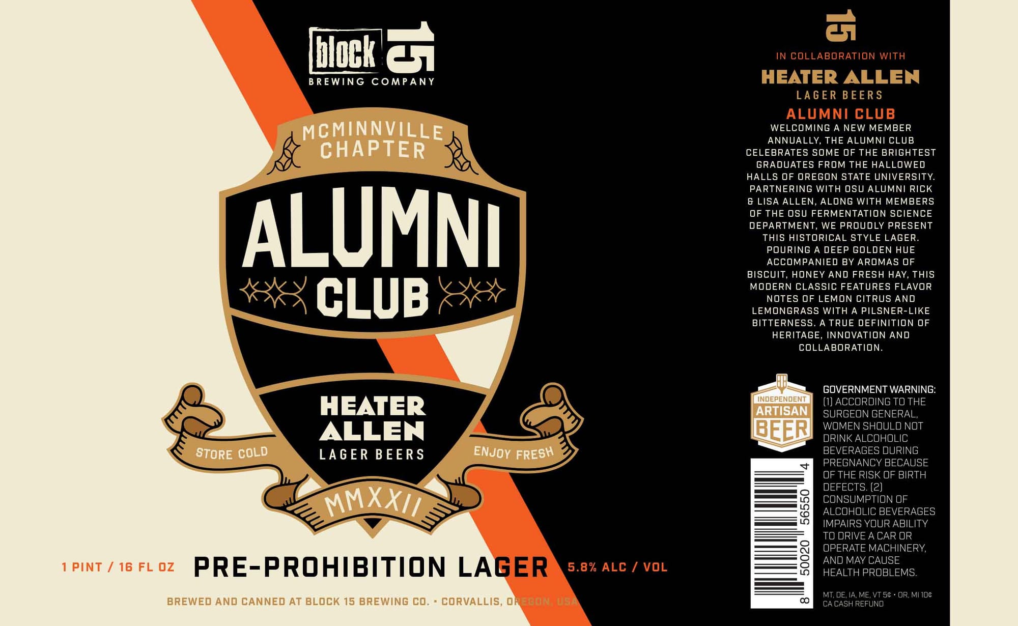 Heater Allen Alumni Club by Block 15 Brewing Company - beer label