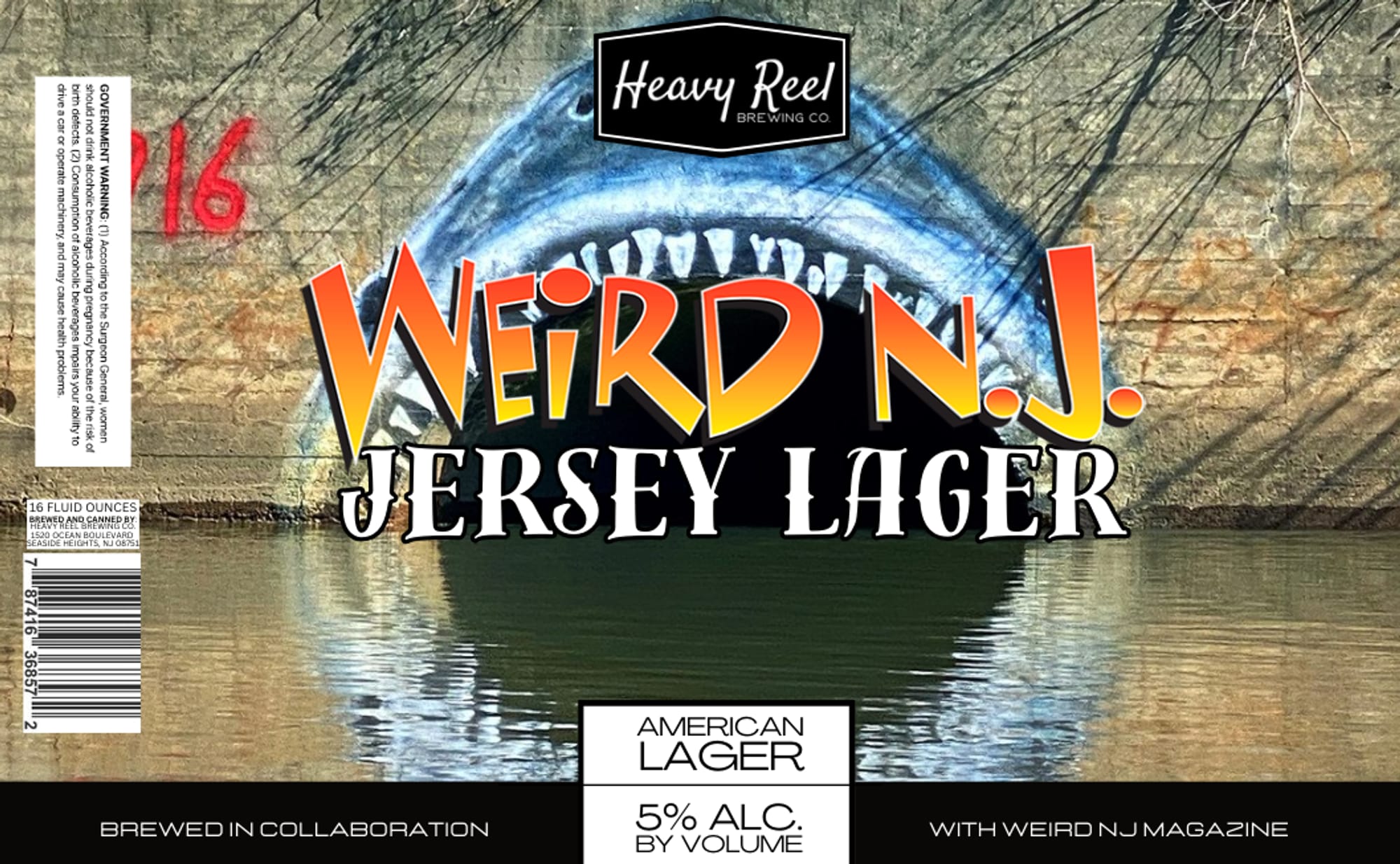 Weird NJ Lager by Heavy Reel Brewing Co. - beer label