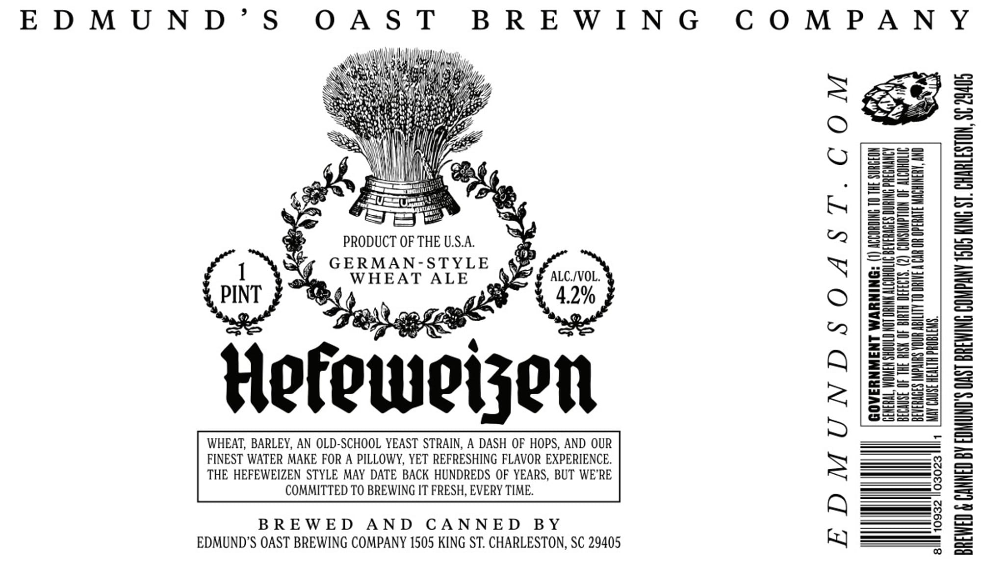 Hefeweizen by Edmund's Oast Brewing Company - beer label