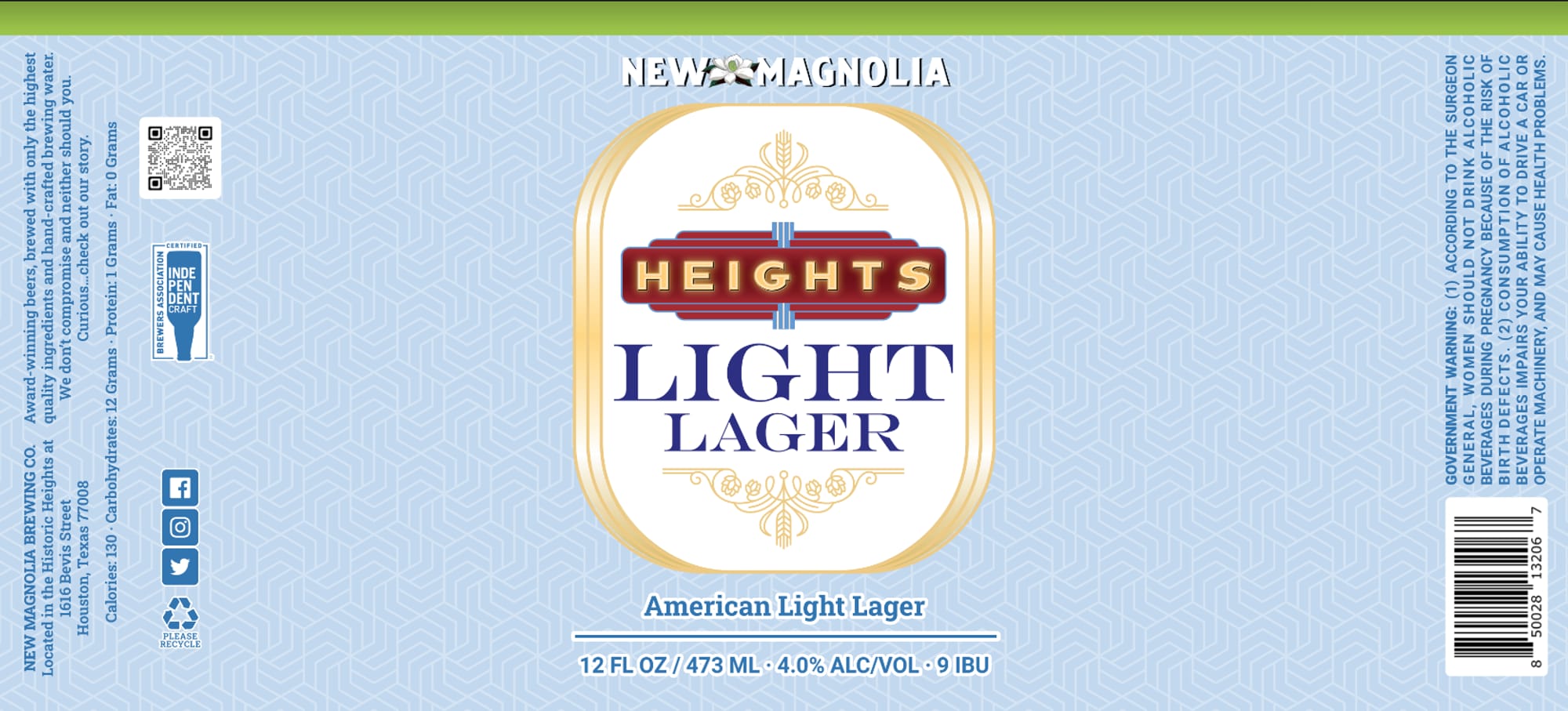 Heights Light by New Magnolia Brewing Co. - beer label