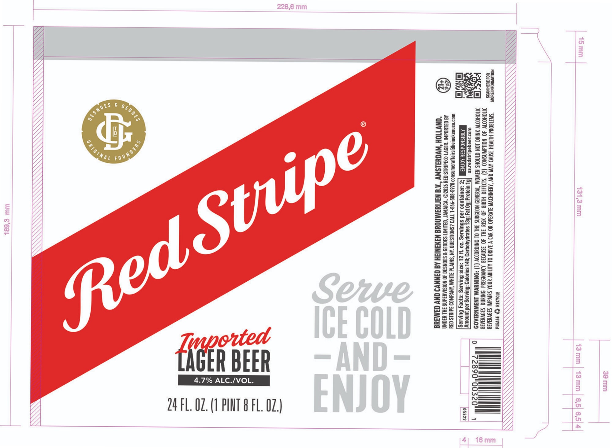 Red Stripe by Heineken Brouwerij B.V. - beer label