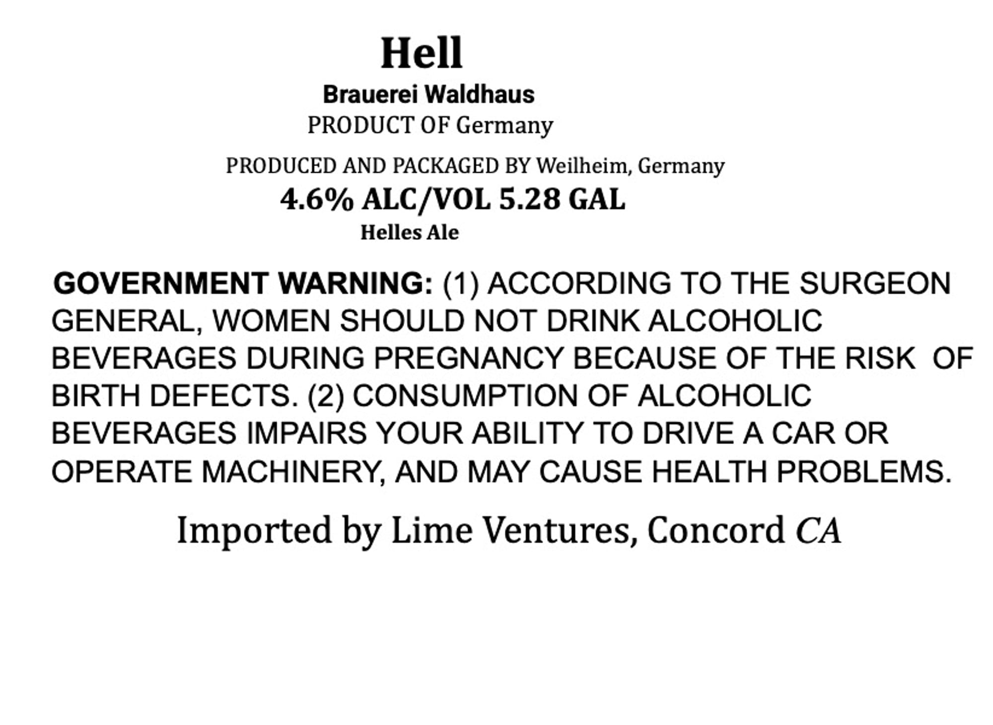 Hell by Brauerei Waldhaus - beer label