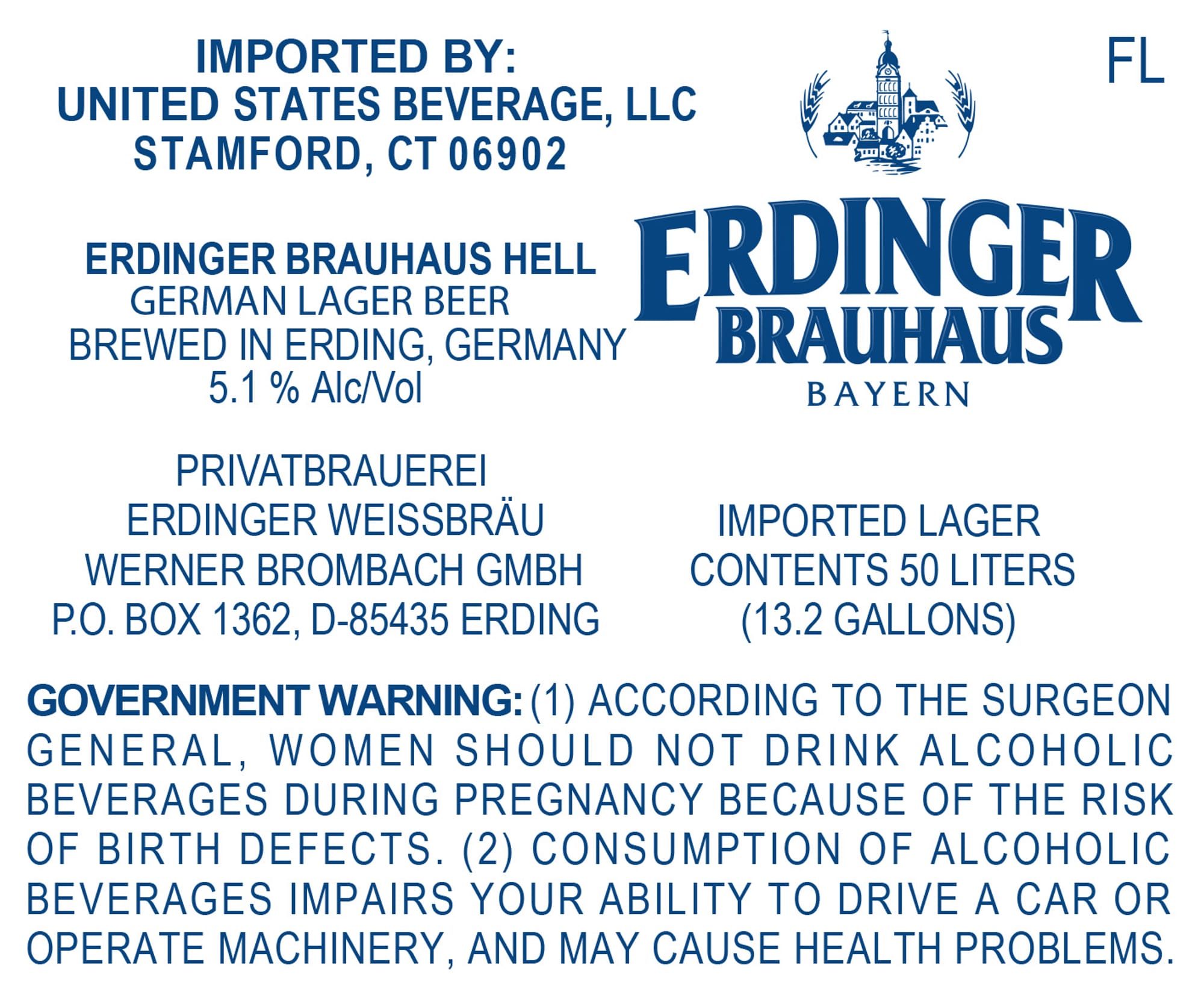 Hell by Erdinger Brauhaus - beer label