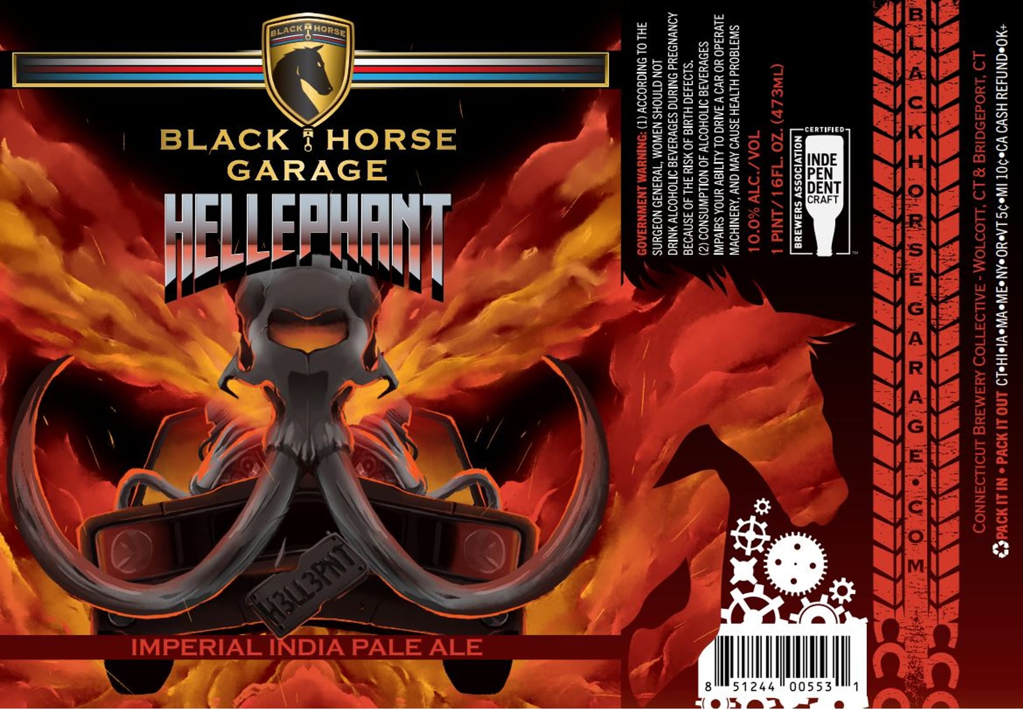 Hellephant by Black Horse Garage - beer label