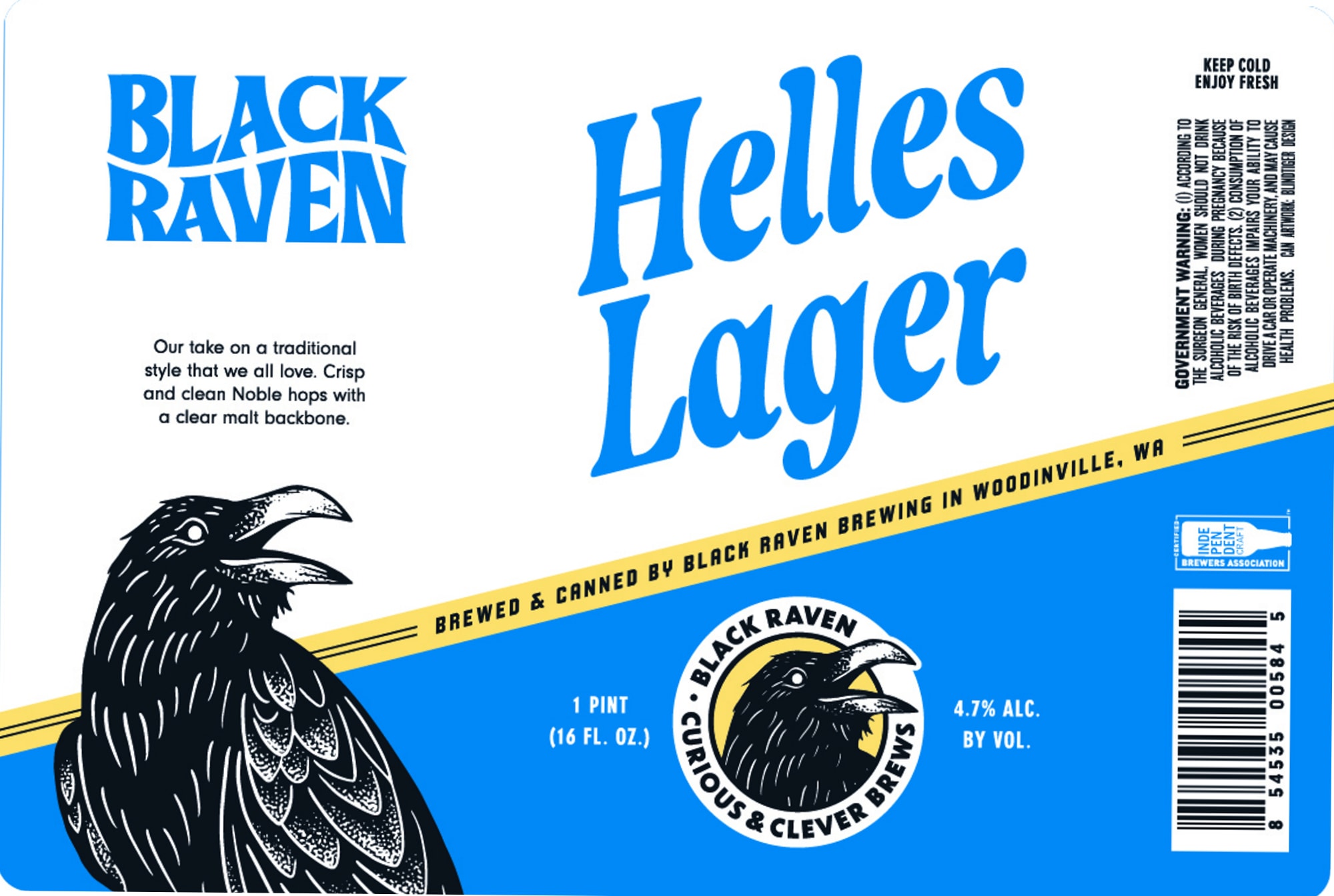 Helles Lager by Black Raven Brewing - beer label