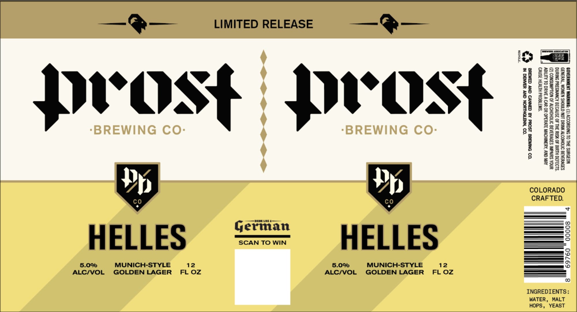 Helles by Prost Brewing Co. - beer label