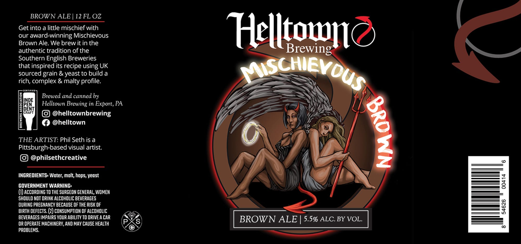 Mischevious Brown Ale by Helltown Brewing - beer label