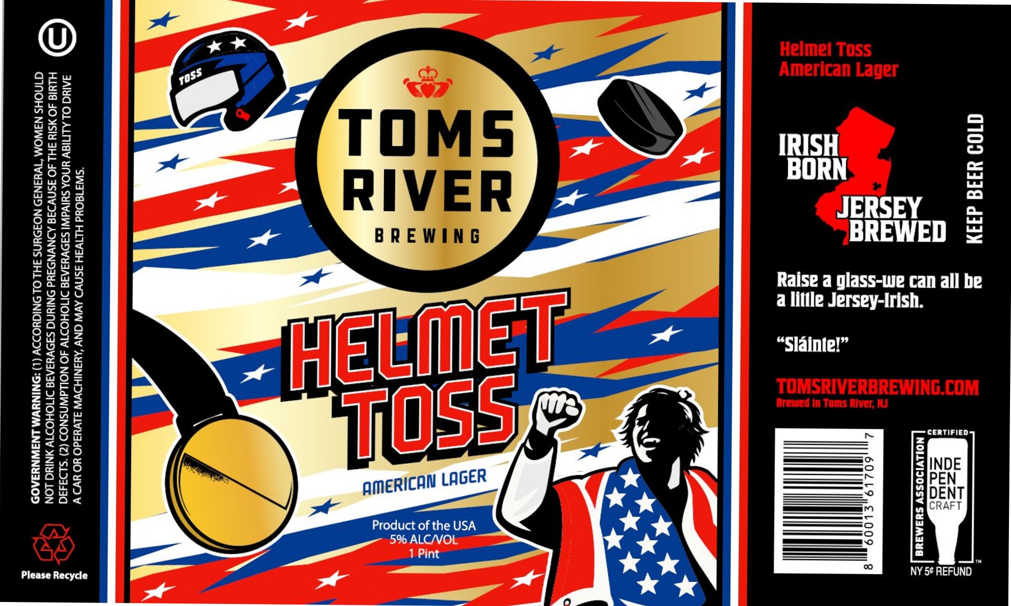 HELMET TOSS by TOMS RIVER BREWING CO. - beer label