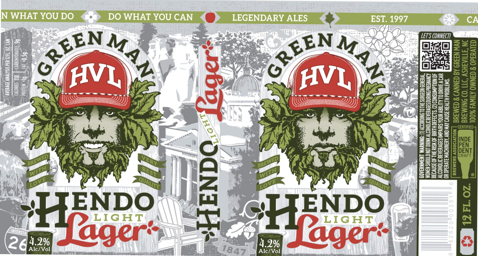 Hendo Light Lager by Green Man Brewing Co. - beer label